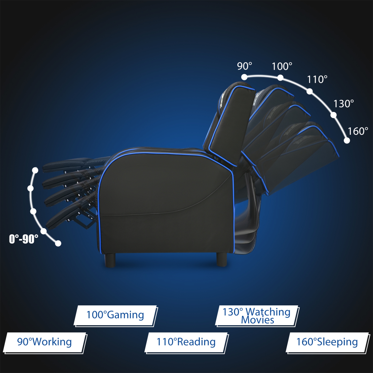 Topbuy PU Leather Gaming Recliner Chair Single Massage Lounge Sofa with Lumbar Cushion