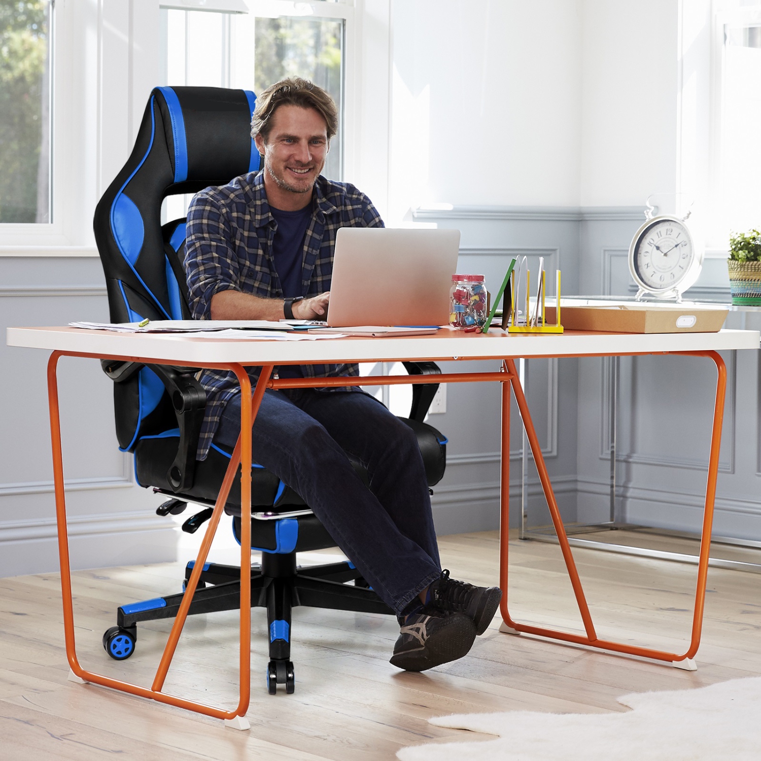 Topbuy Gaming Chair Height Adjustable with Cushion Ergonomic High Back