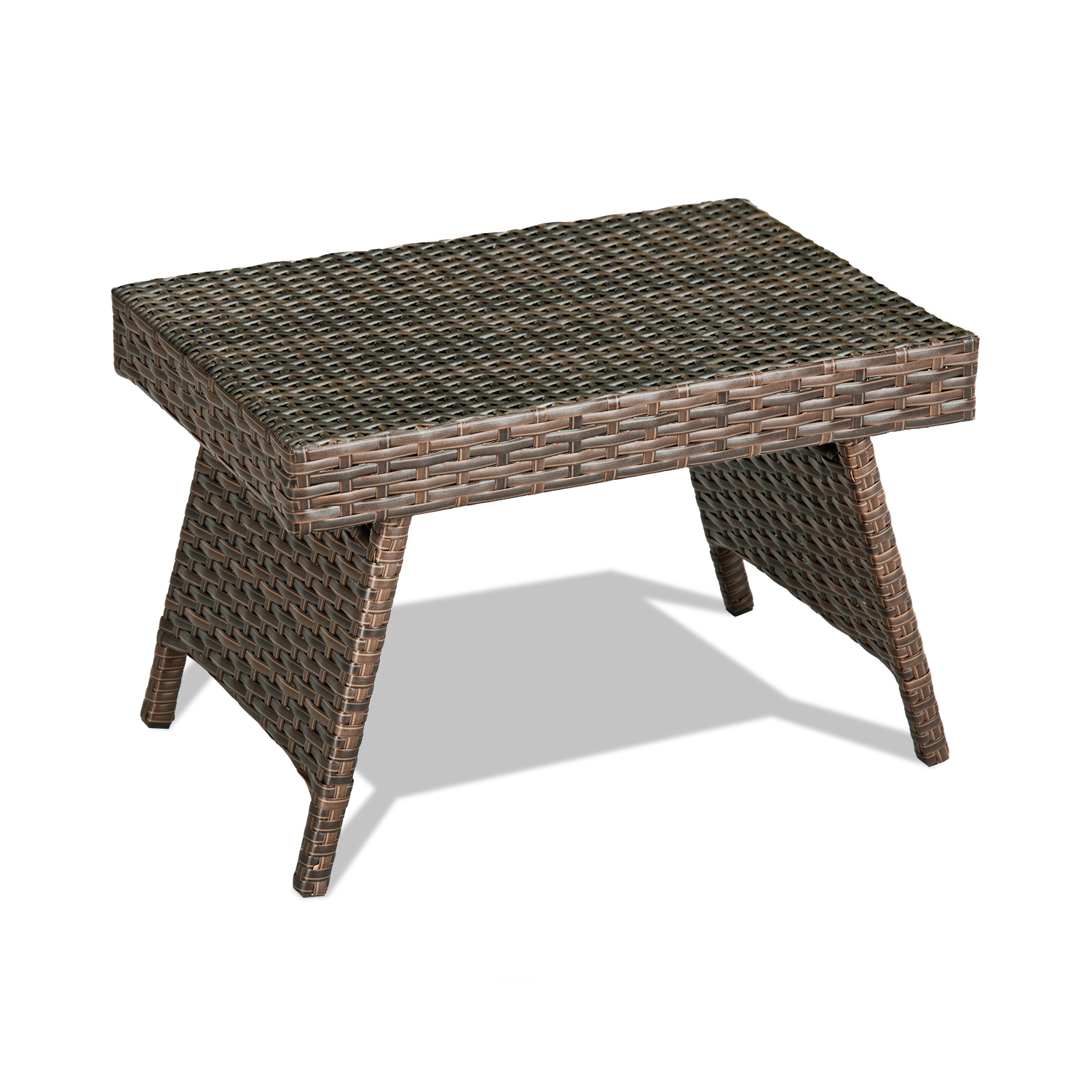 Table basse d’appoint pliante en rotin et osier à hauteur réglable de PatioJoy