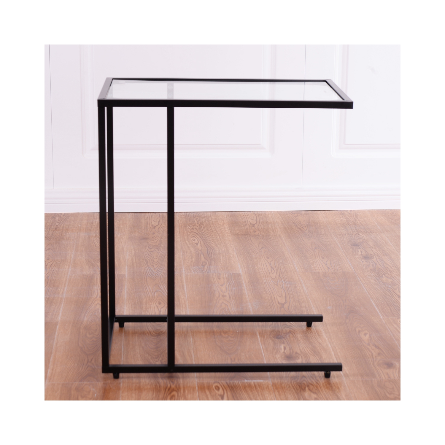 Topbuy 2PCS Coffee Tray End Table Side TV Stand Lap Snack Teapoy w/ Clear Glass Top