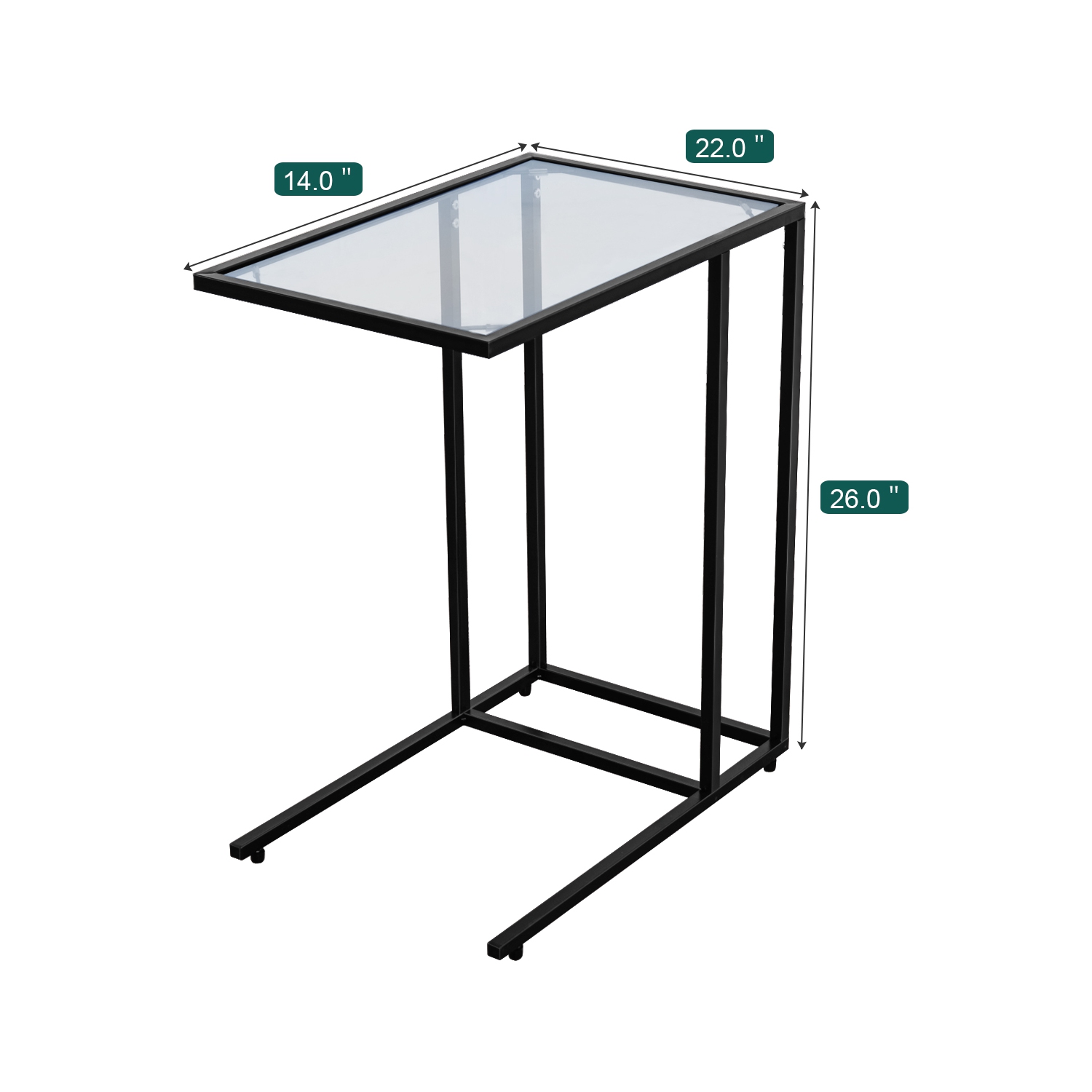 Topbuy 2PCS Coffee Tray End Table Side TV Stand Lap Snack Teapoy w/ Clear Glass Top