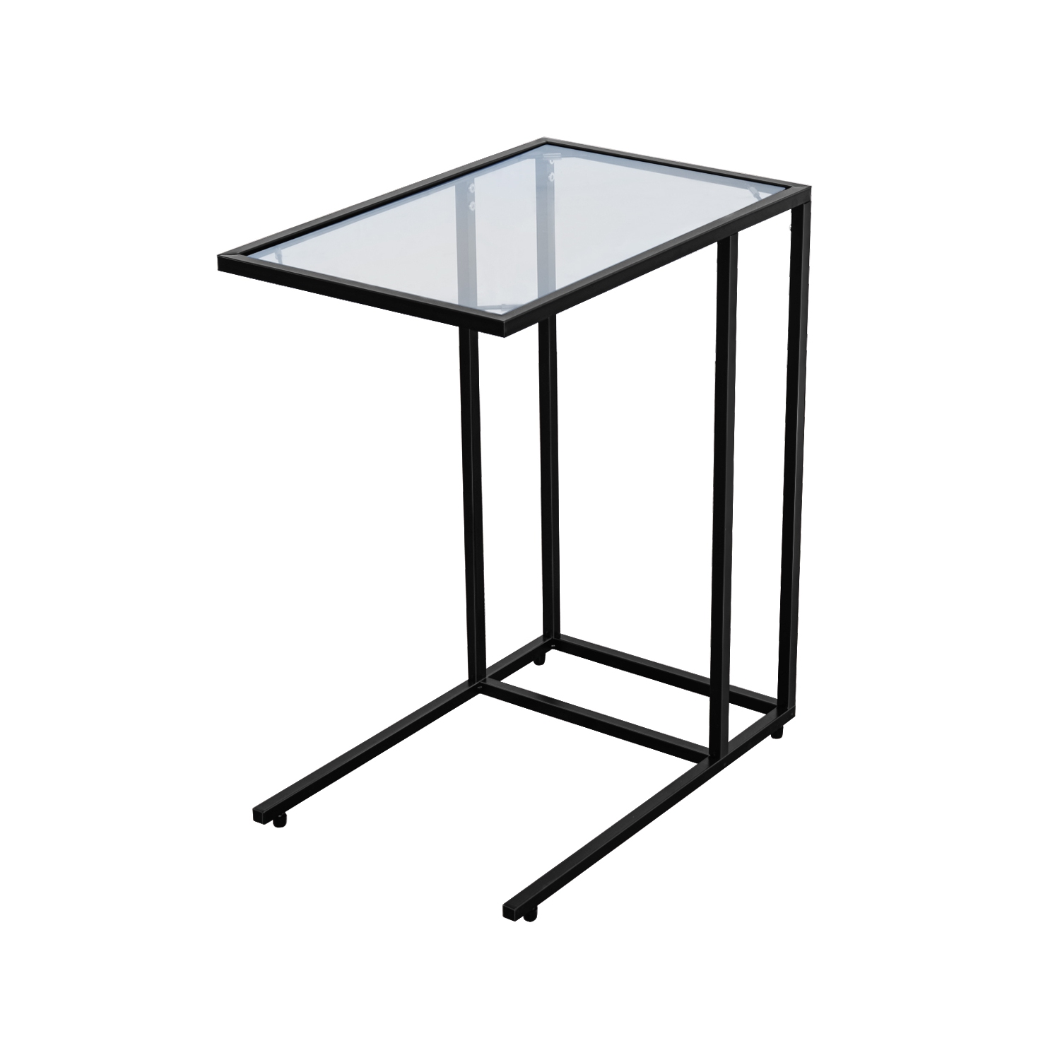 TopBuy – Plateau à café table d’extrémité, meuble pour téléviseur, tour, collation, avec dessus en verre transparent