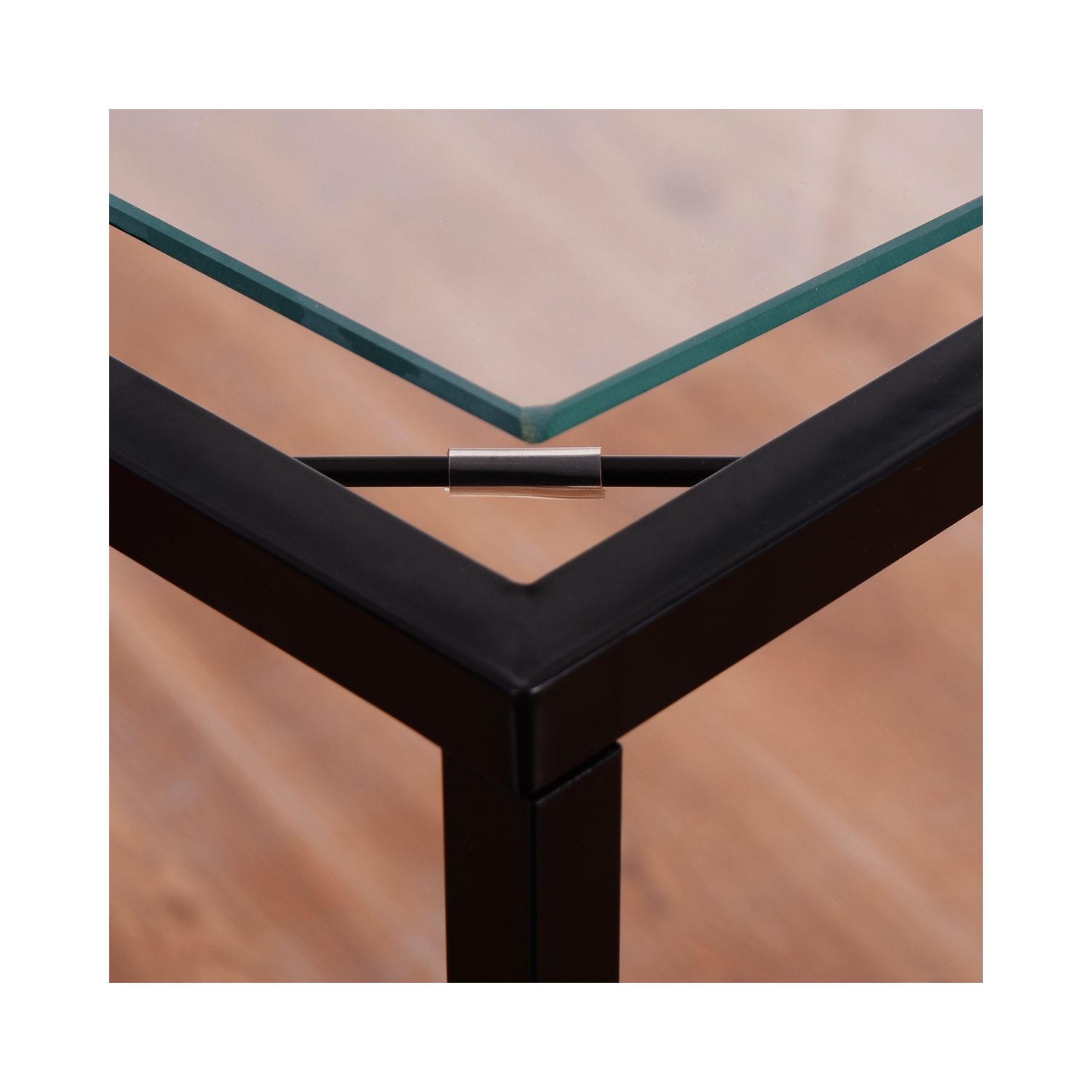 TopBuy – Plateau à café table d’extrémité, meuble pour téléviseur, tour, collation, avec dessus en verre transparent