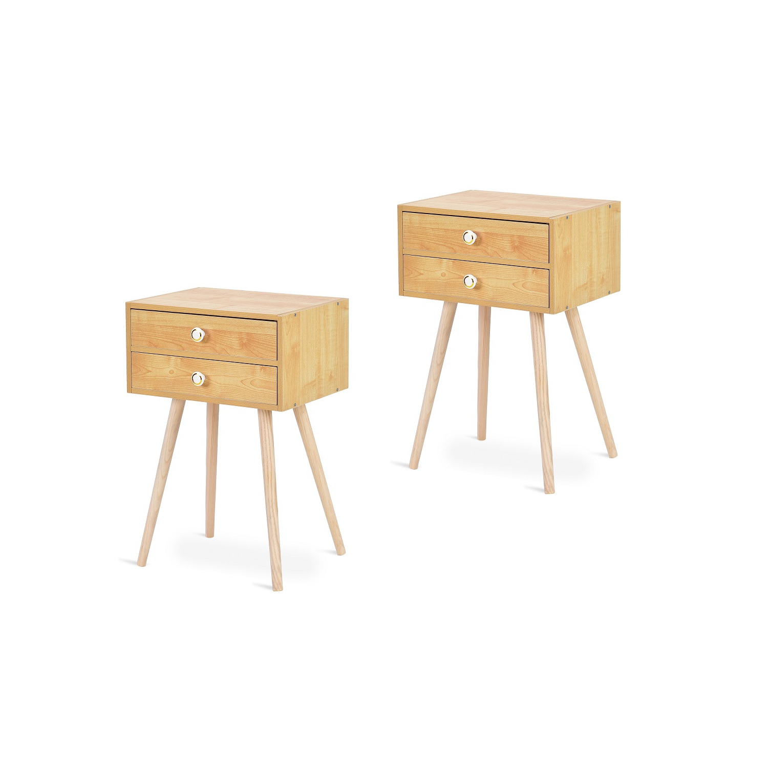 Ensemble de 2 tables de bout avec table de chevet à 2 tiroirs de TopBuy Meubles de chambre à coucher