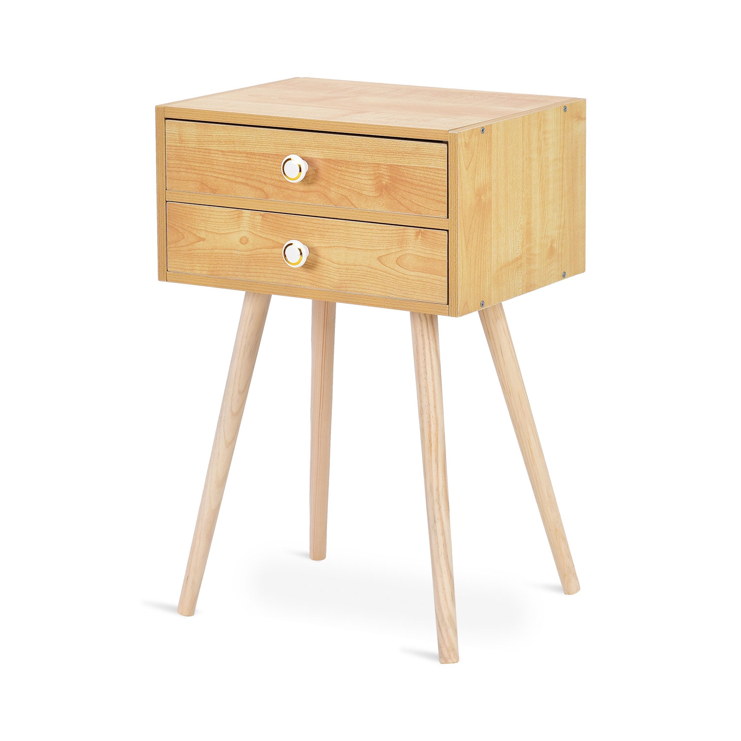 Ensemble de 2 tables de bout avec table de chevet à 2 tiroirs de TopBuy Meubles de chambre à coucher