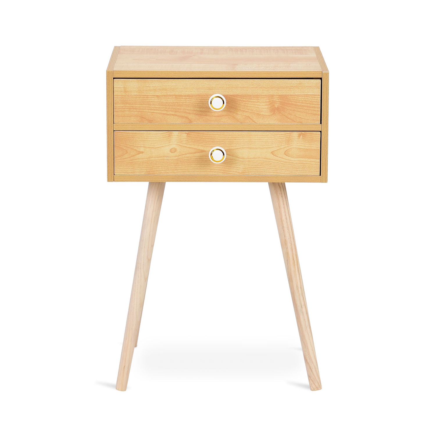 Ensemble de 2 tables de bout avec table de chevet à 2 tiroirs de TopBuy Meubles de chambre à coucher