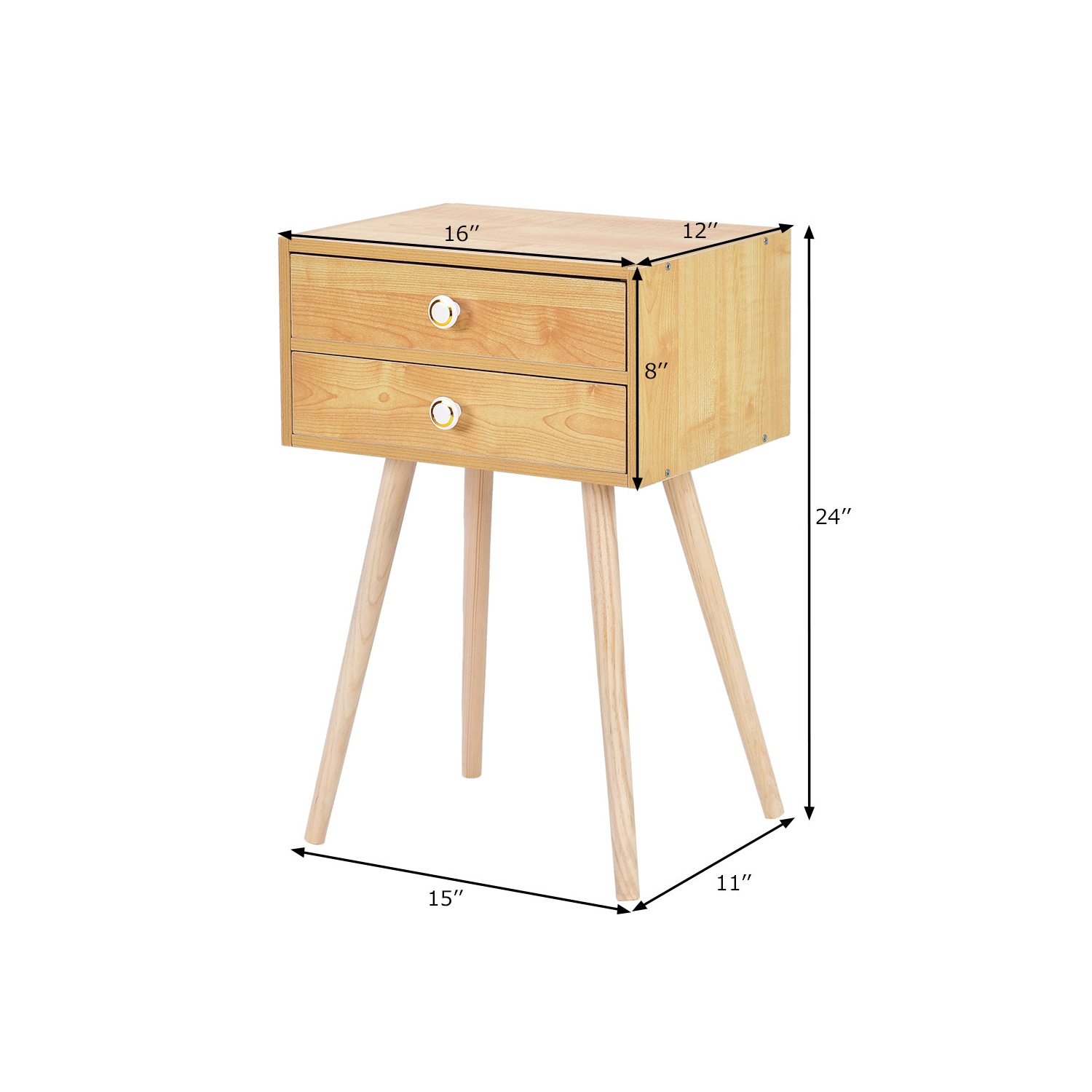 Ensemble de 2 tables de bout avec table de chevet à 2 tiroirs de TopBuy Meubles de chambre à coucher