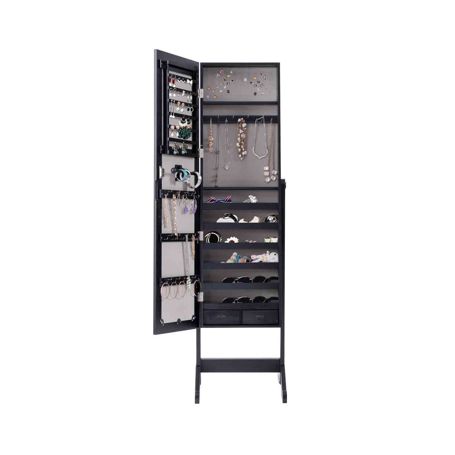 Armoire à bijoux miroir pour armoire à bijoux TopBuy Boîte de rangement à bijoux avec tiroirs, noir