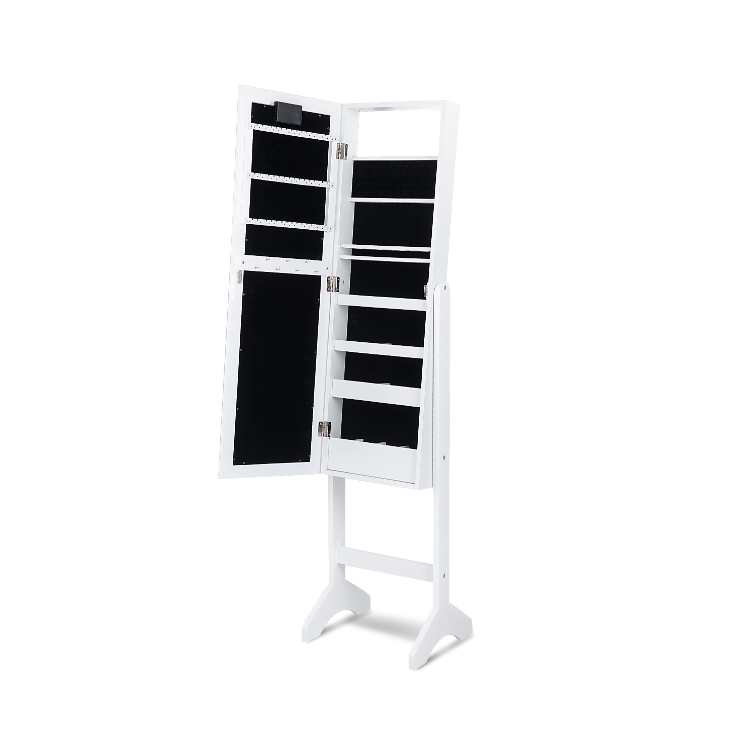 TopBuy – Armoire à bijoux avec éclairage à DEL miroir, armoire à dessus de commode autonome, blanc