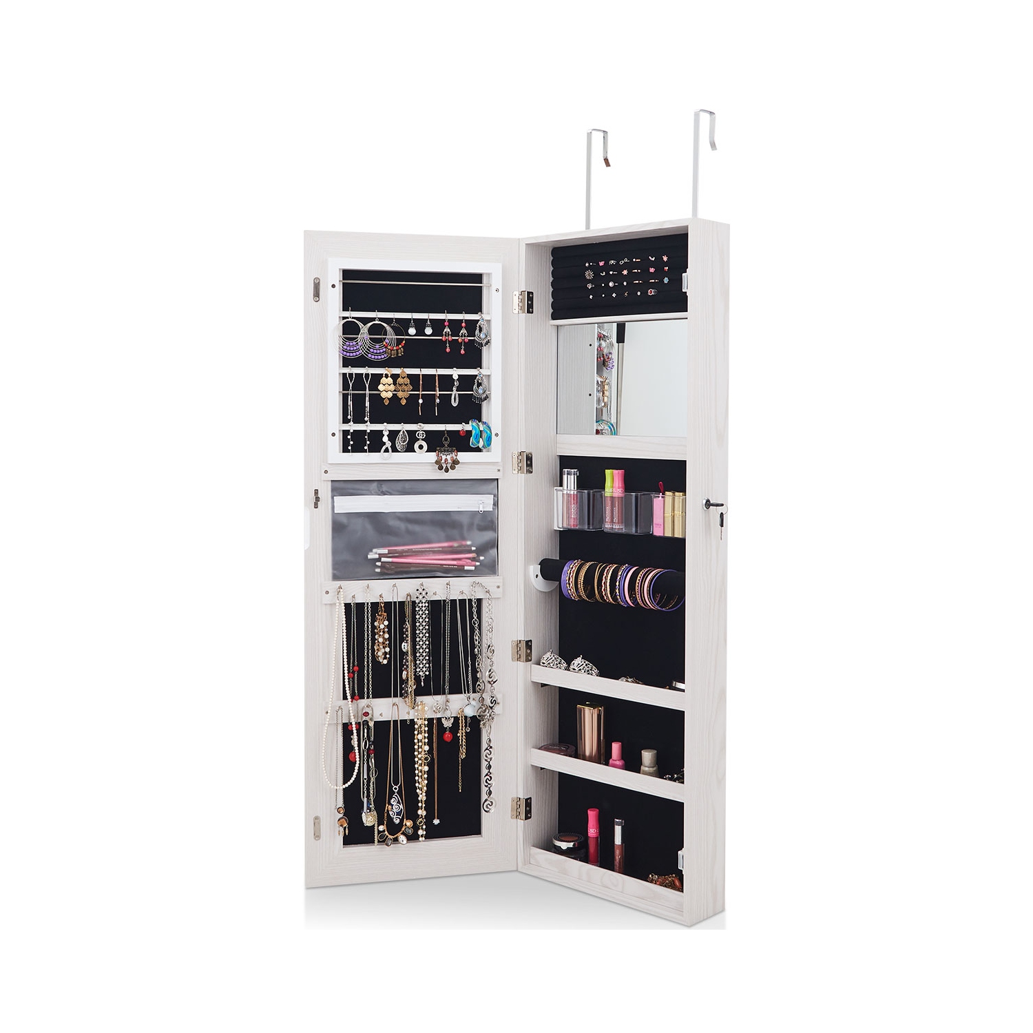 Casier de rangement à miroir pleine longueur pour armoire à bijoux verrouillable à DEL miroir de TopBuy