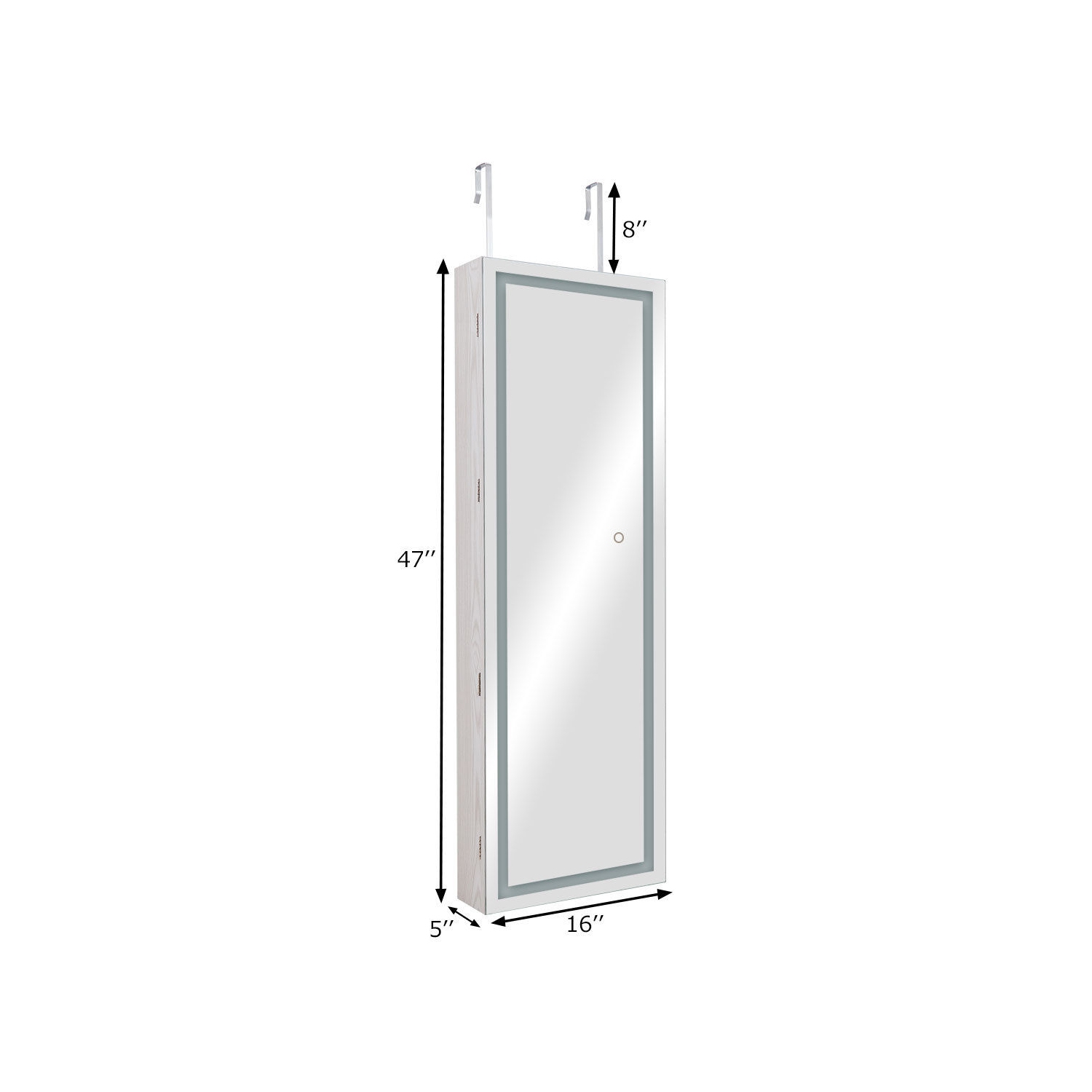 Casier de rangement à miroir pleine longueur pour armoire à bijoux verrouillable à DEL miroir de TopBuy