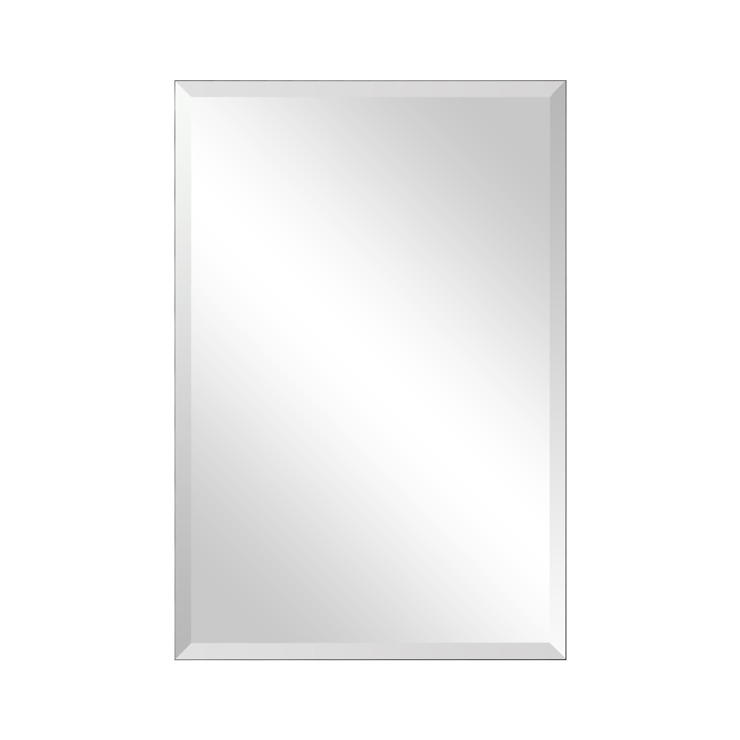 TopBuy – Miroir rectangulaire biseauté sans cadre, 24 x 36 po, argenté, pour salle de bain