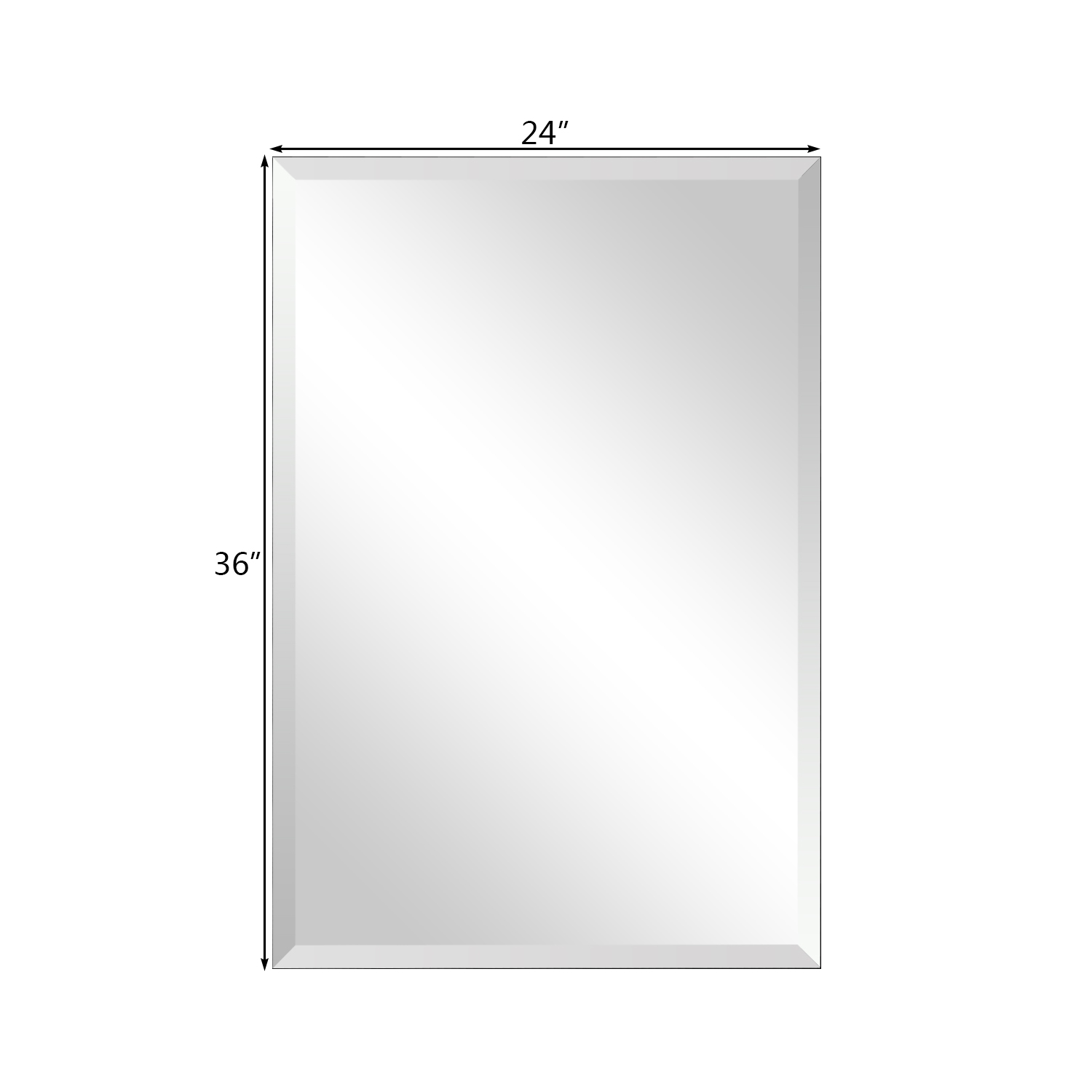 TopBuy – Miroir rectangulaire biseauté sans cadre, 24 x 36 po, argenté, pour salle de bain