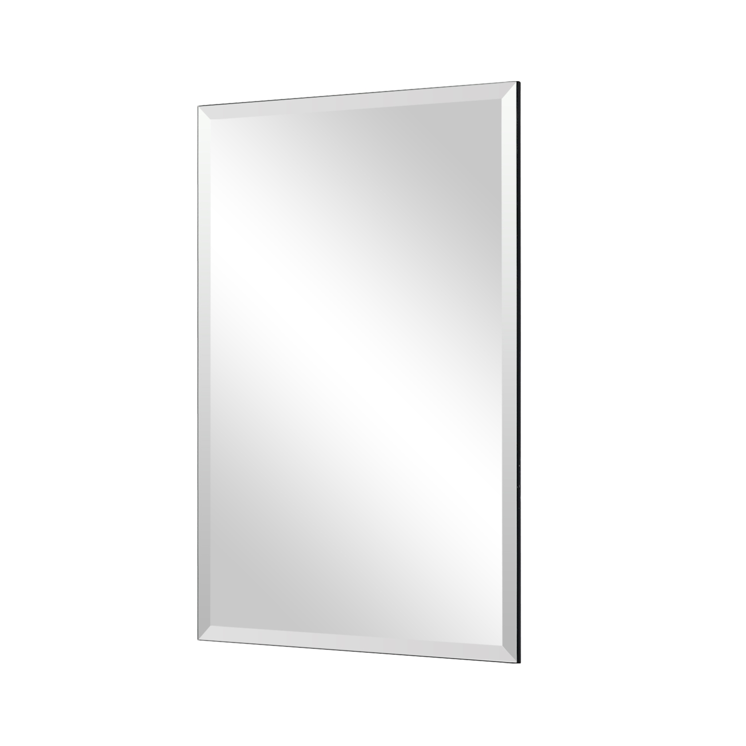 TopBuy – Miroir rectangulaire biseauté sans cadre, 24 x 36 po, argenté, pour salle de bain