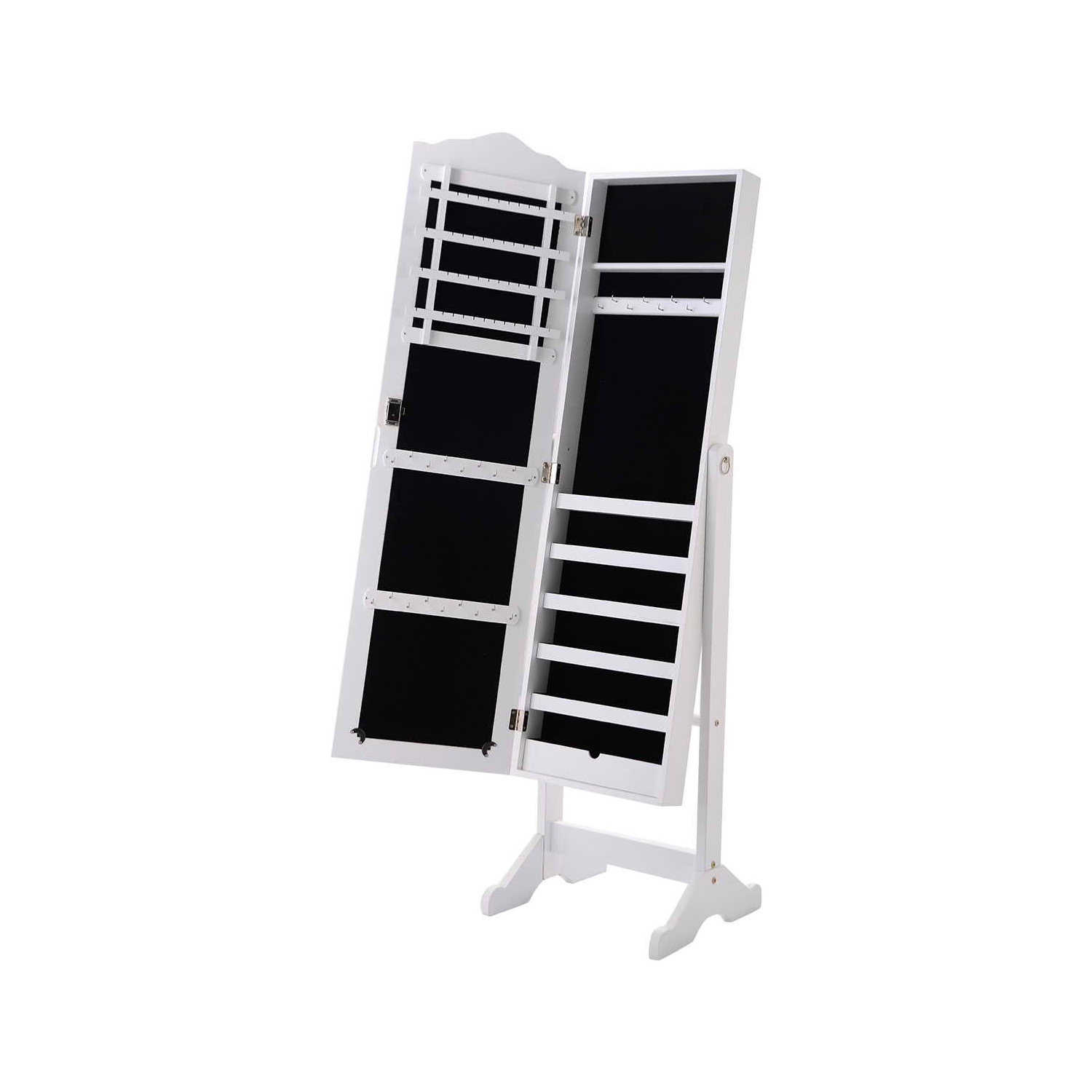 TopBuy – Armoire à bijoux verrouillable pour dessus de commode avec rangement blanc miroir