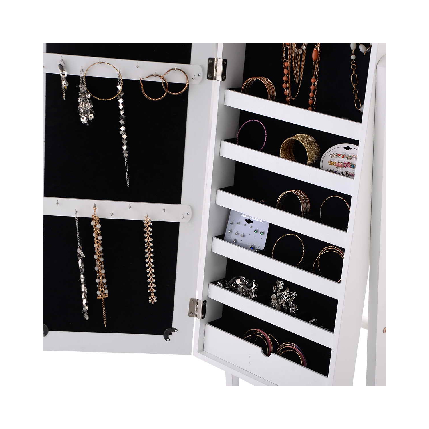 TopBuy – Armoire à bijoux verrouillable pour dessus de commode avec rangement blanc miroir