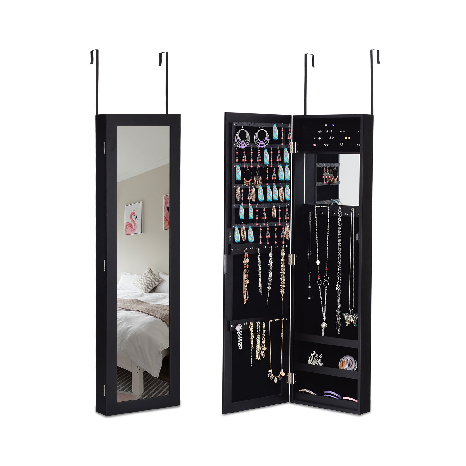 Armoire à bijoux avec porte murale miroir de TopBuy pour meuble de rangement debout pour salle de bain
