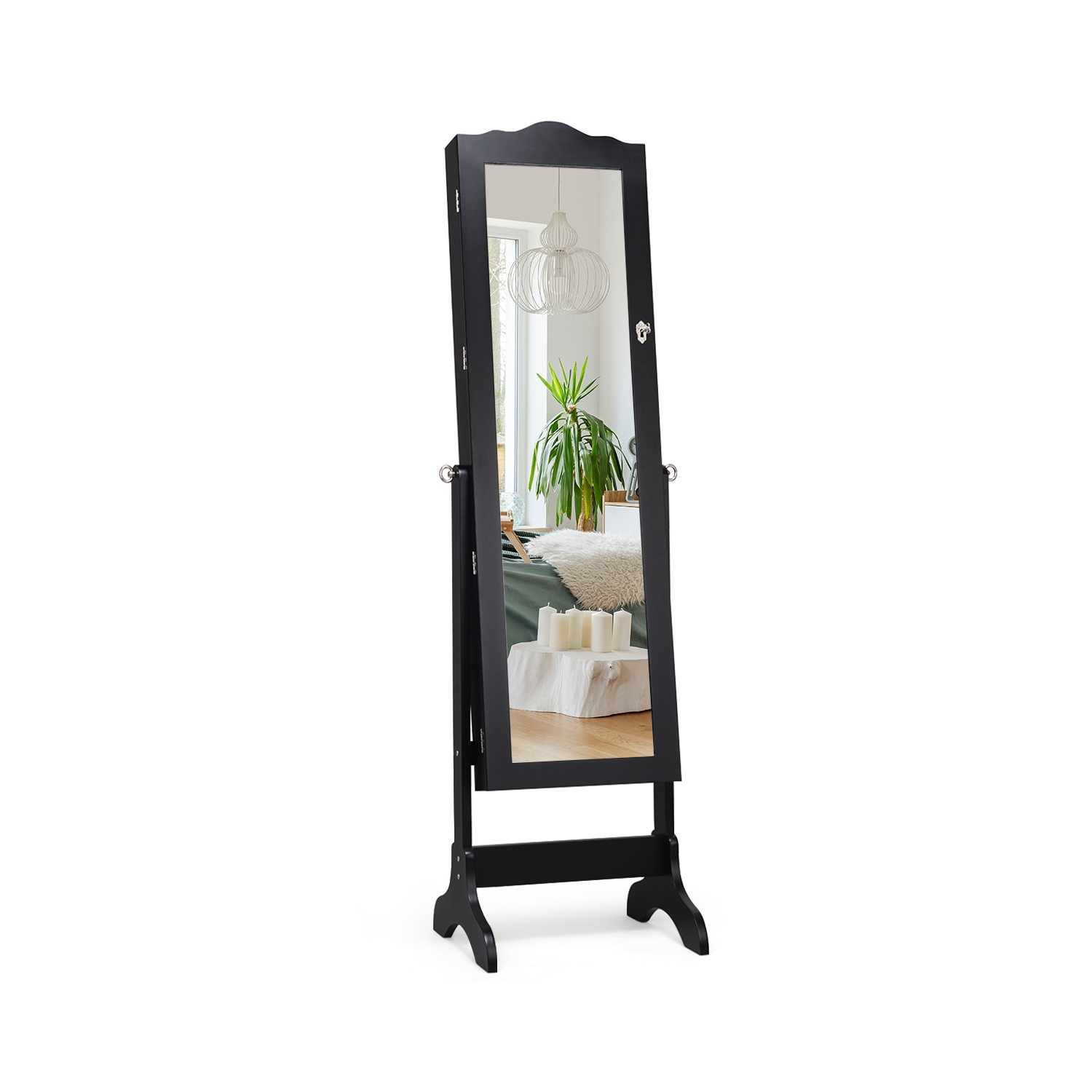 Armoire à bijoux verrouillable avec miroir de TopBuy, miroir pour dessus de commode avec boîte de rangement