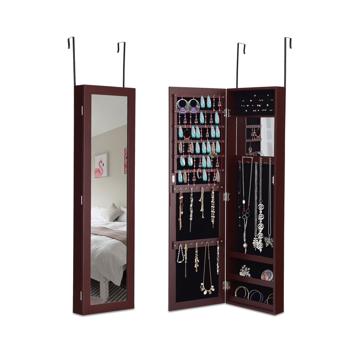 Armoire à bijoux avec porte murale miroir de TopBuy pour meuble de rangement debout pour salle de bain