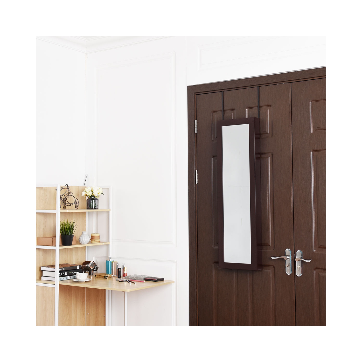 Armoire à bijoux avec porte murale miroir de TopBuy pour meuble de rangement debout pour salle de bain