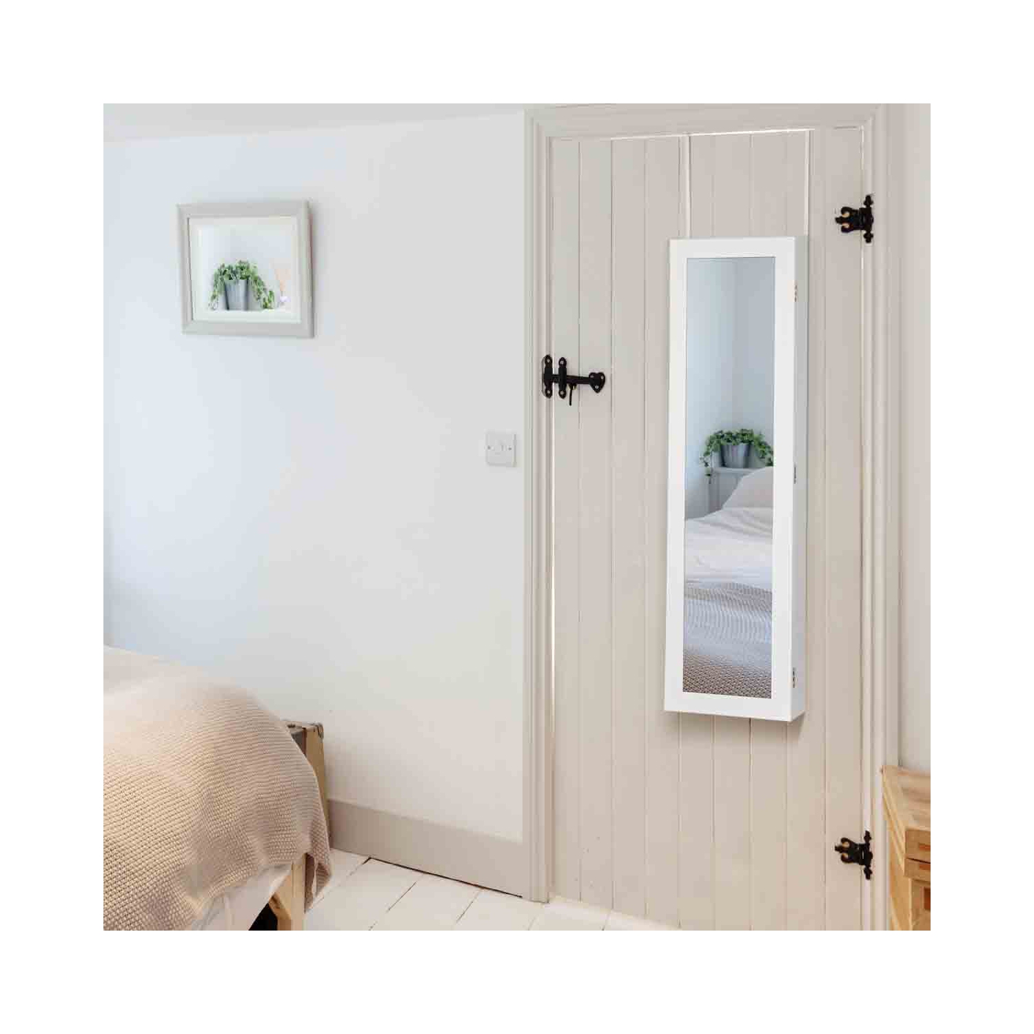 TopBuy – Armoire à bijoux à DEL avec rangement pour armoire debout avec miroir pleine grandeur à bord fin