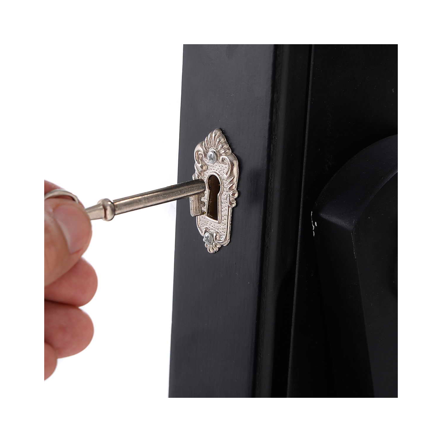 TopBuy – Armoire à bijoux verrouillable avec armoire miroir, rangement pour dessus de commode, noir