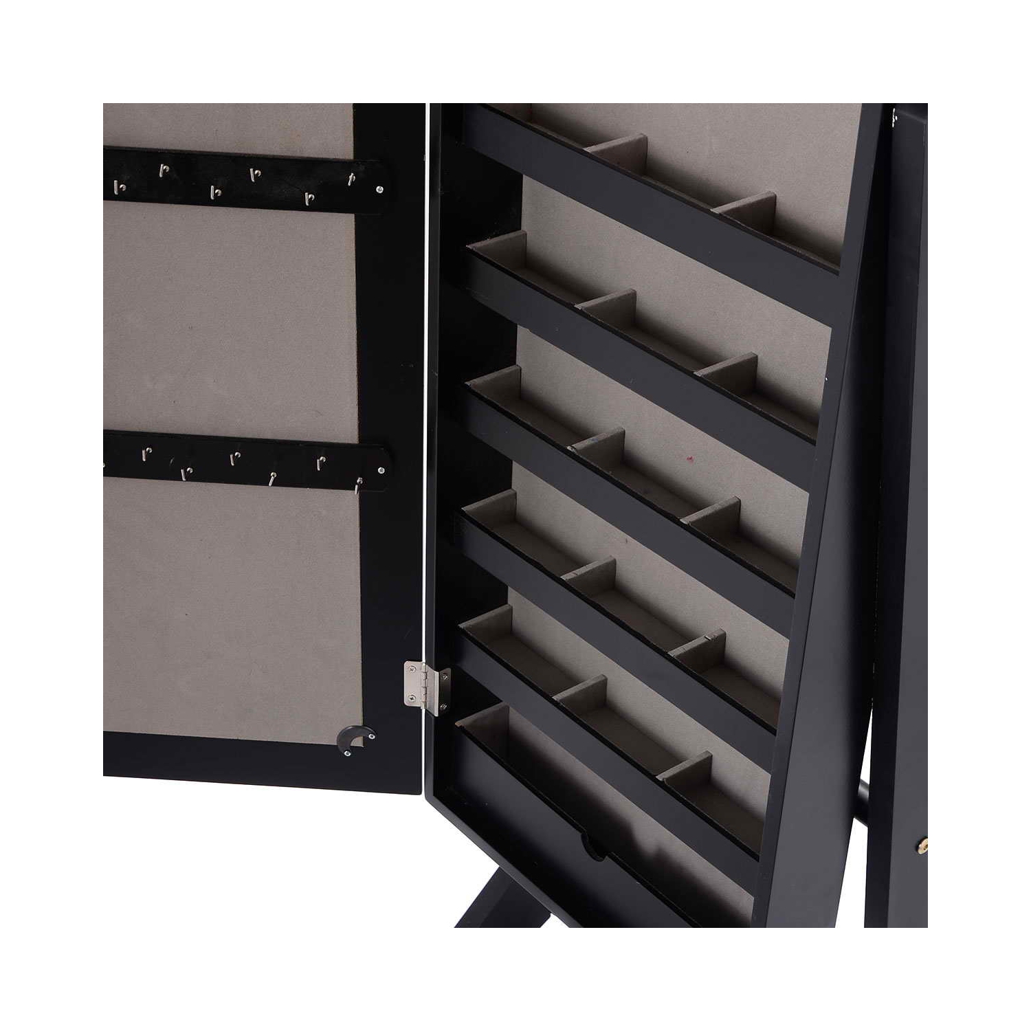 TopBuy – Armoire à bijoux verrouillable avec armoire miroir, rangement pour dessus de commode, noir