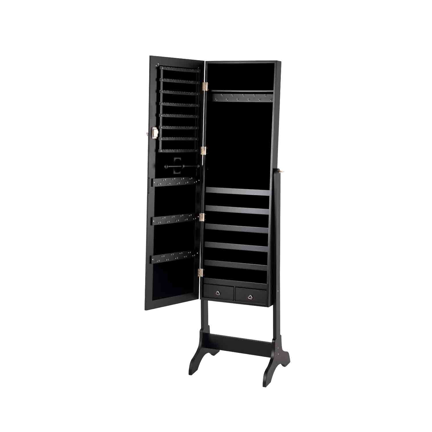 TopBuy – Armoire à bijoux verrouillable avec rangement au sol miroir