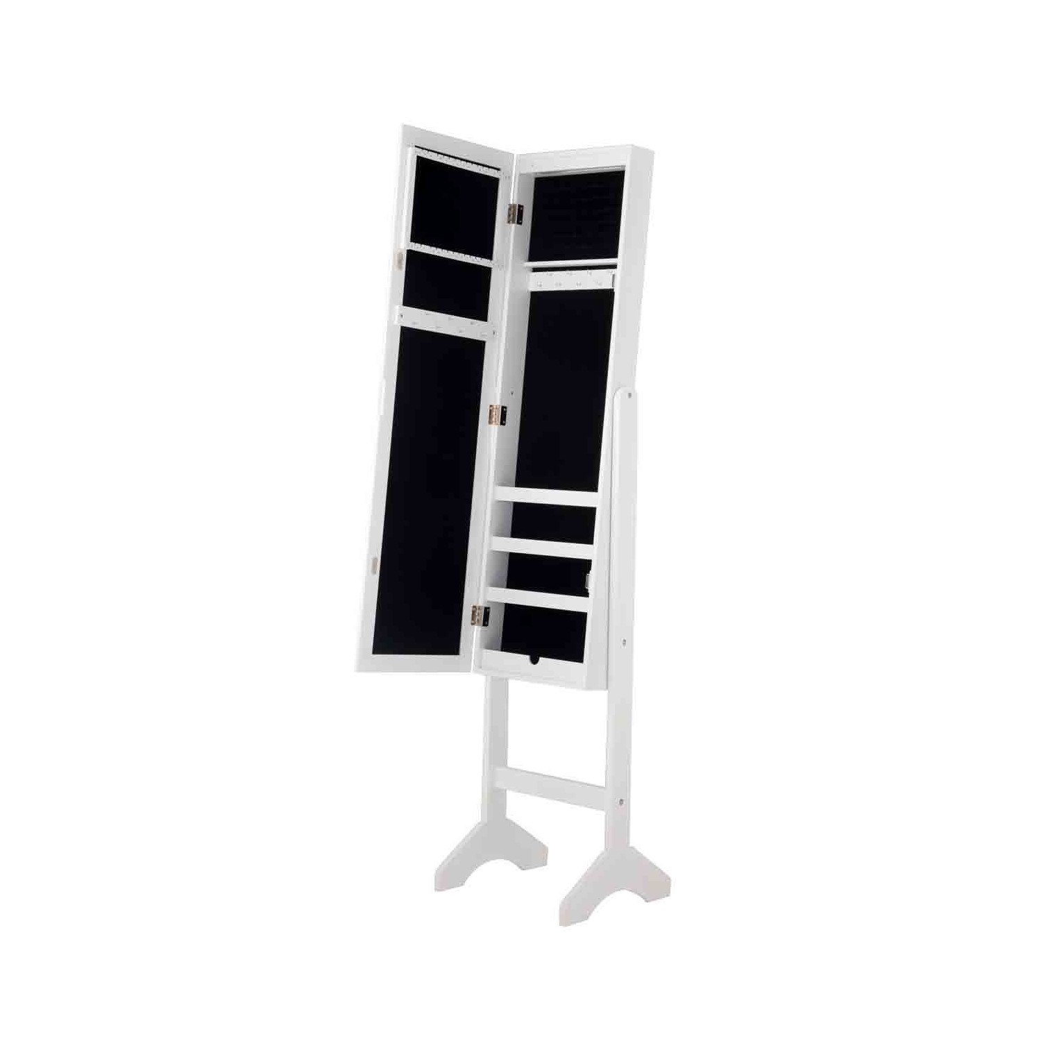 TopBuy – Armoire à bijoux verrouillable avec armoire de rangement et éclairage à DEL, blanc