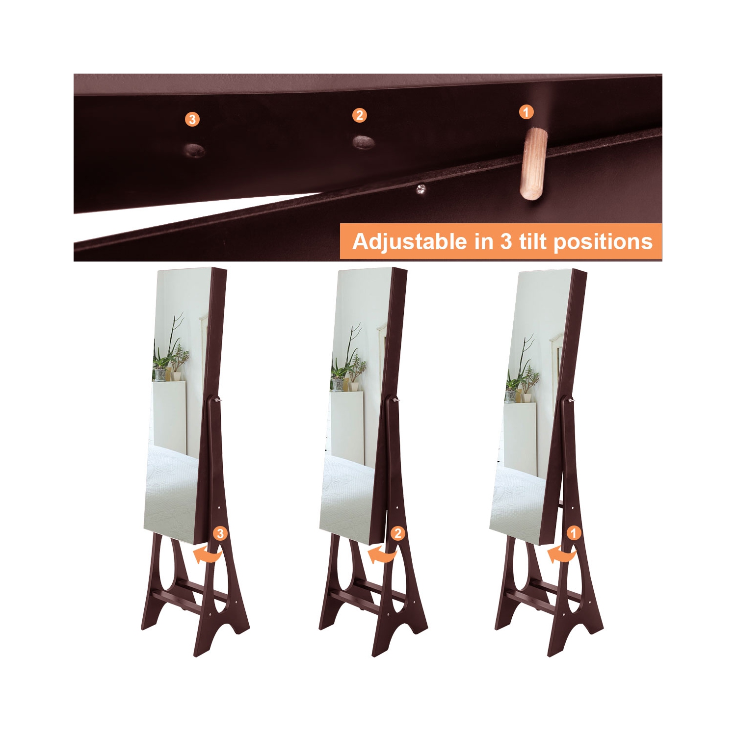 Armoire à bijoux miroir à DEL de TopBuy avec armoire pour dessus de commode autonome