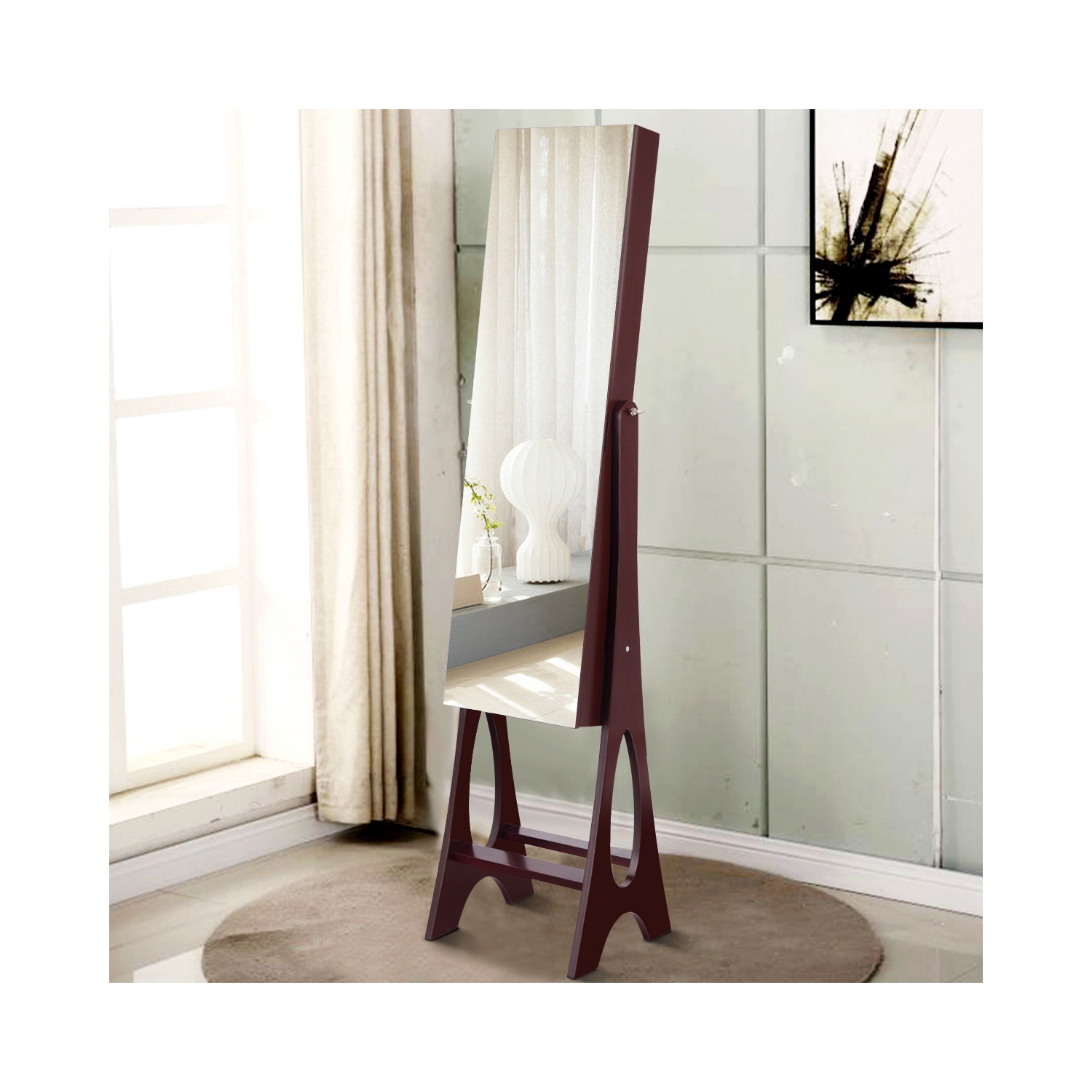 Armoire à bijoux miroir à DEL de TopBuy avec armoire pour dessus de commode autonome