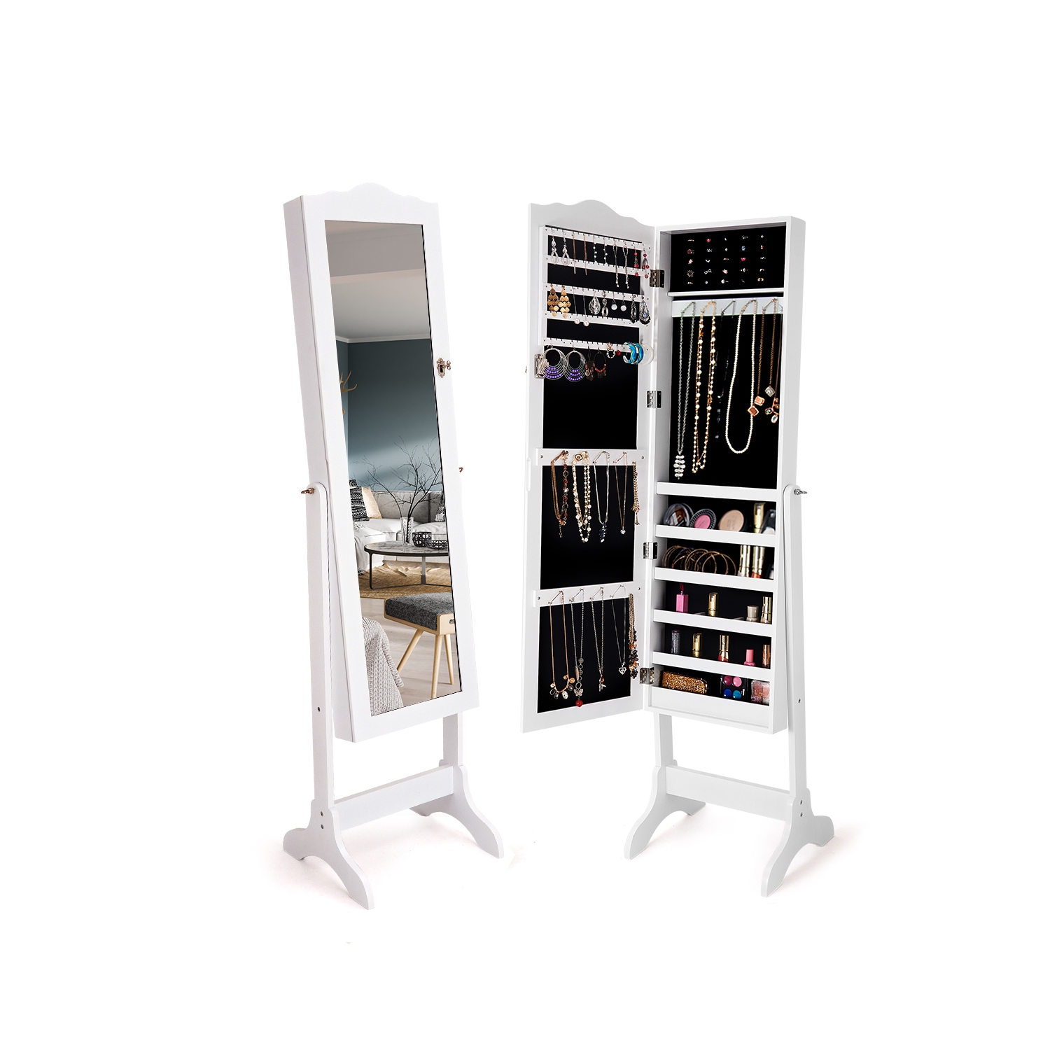 Armoire à bijoux verrouillable avec miroir de TopBuy, miroir pour dessus de commode avec boîte de rangement