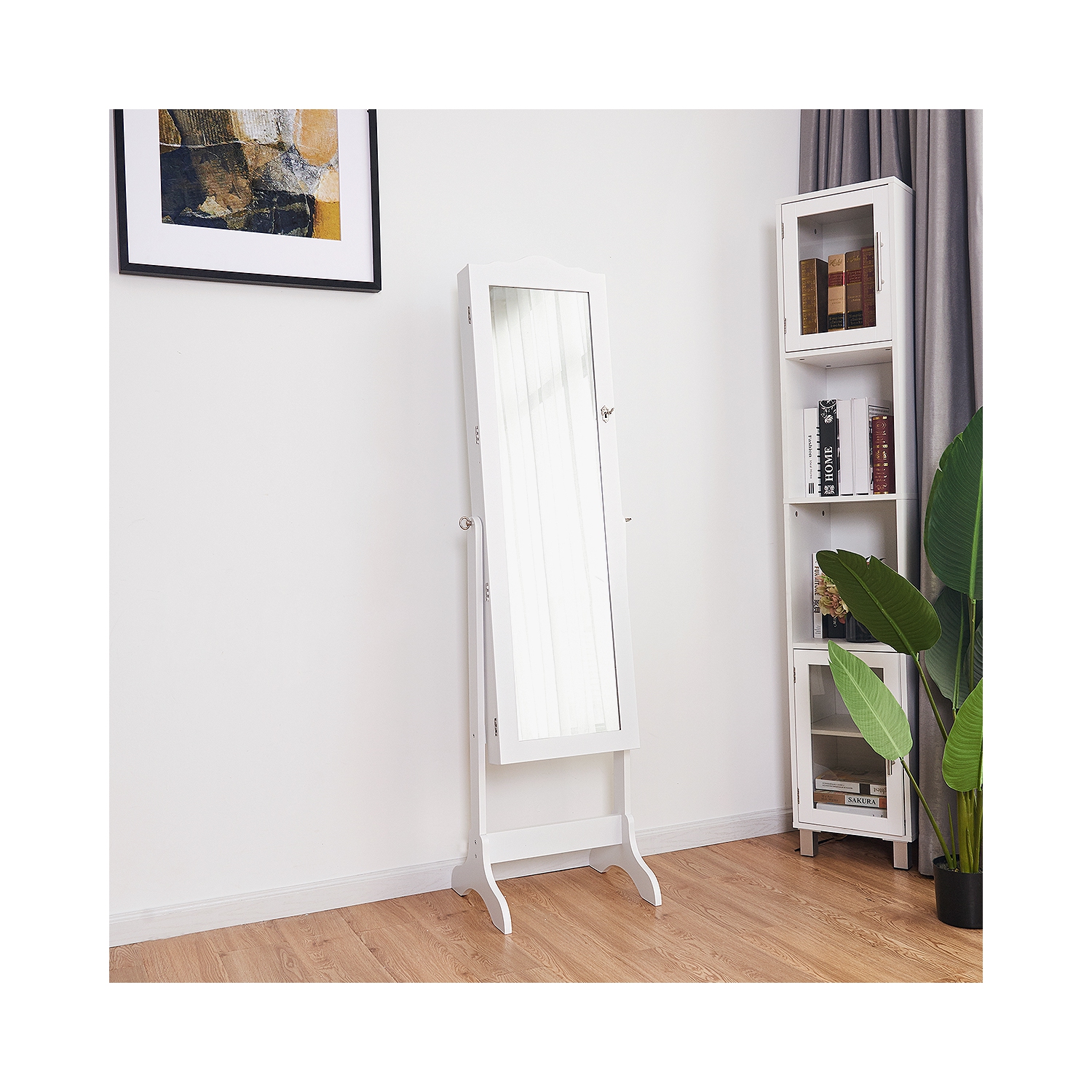Armoire à bijoux verrouillable avec miroir de TopBuy, miroir pour dessus de commode avec boîte de rangement