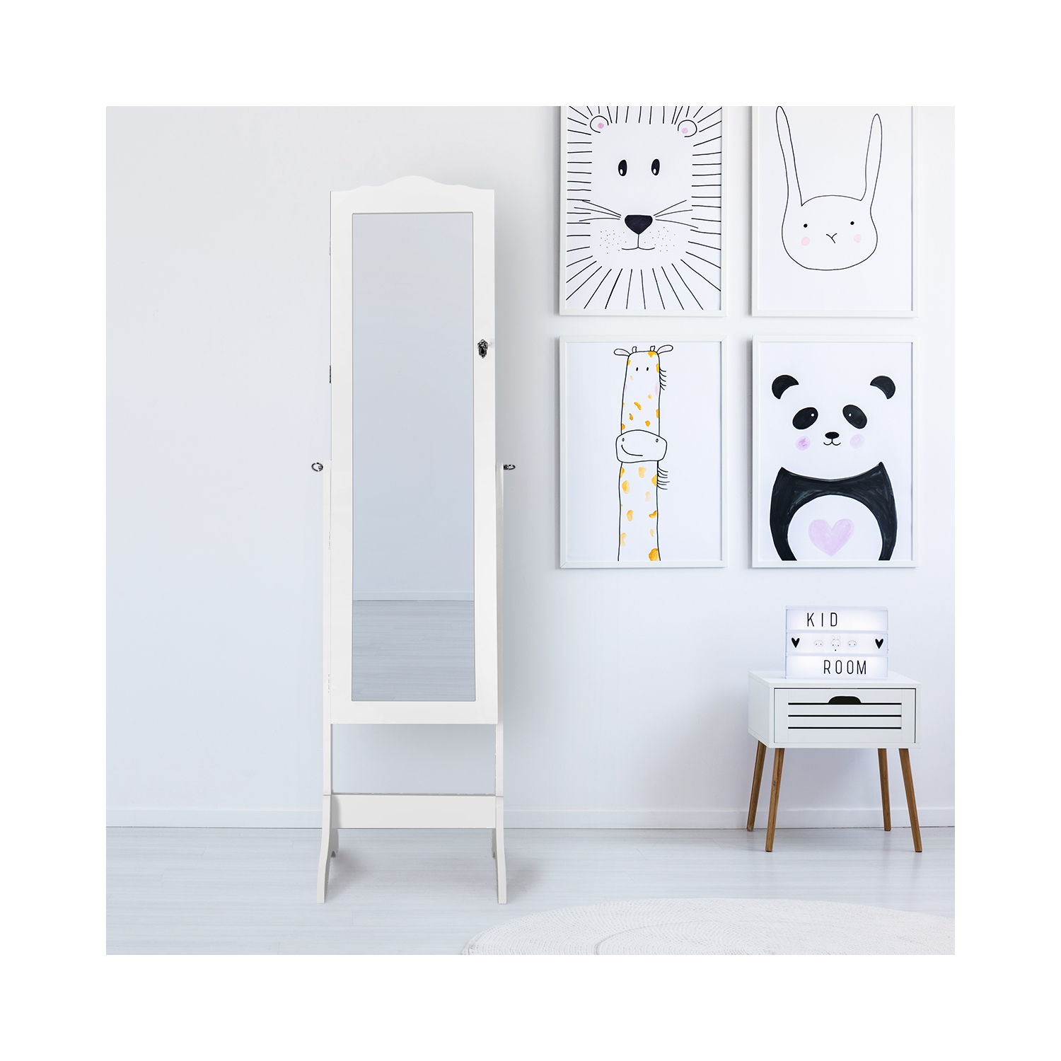 Armoire à bijoux verrouillable avec miroir de TopBuy, miroir pour dessus de commode avec boîte de rangement