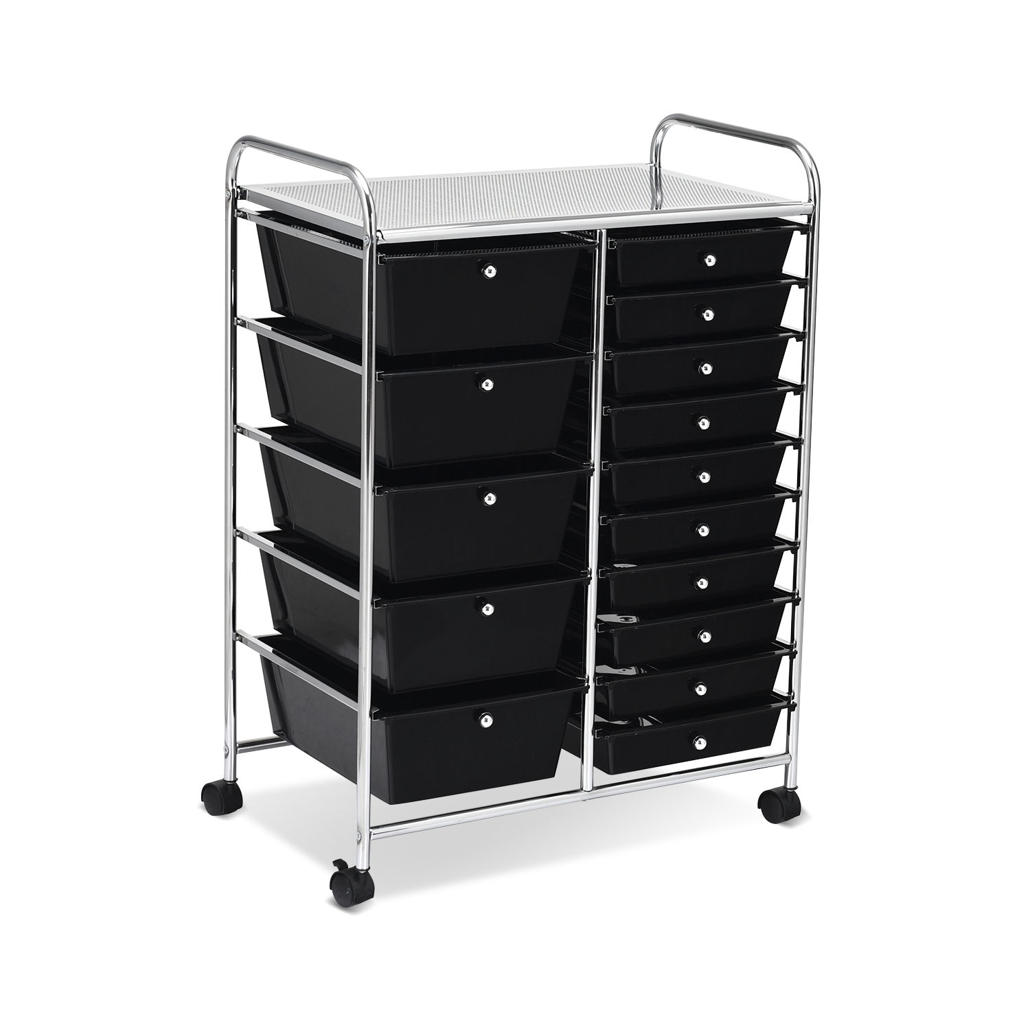 Topbuy Rolling 15-Drawer Organizer Cart,Rolling cart/W Wheels Black