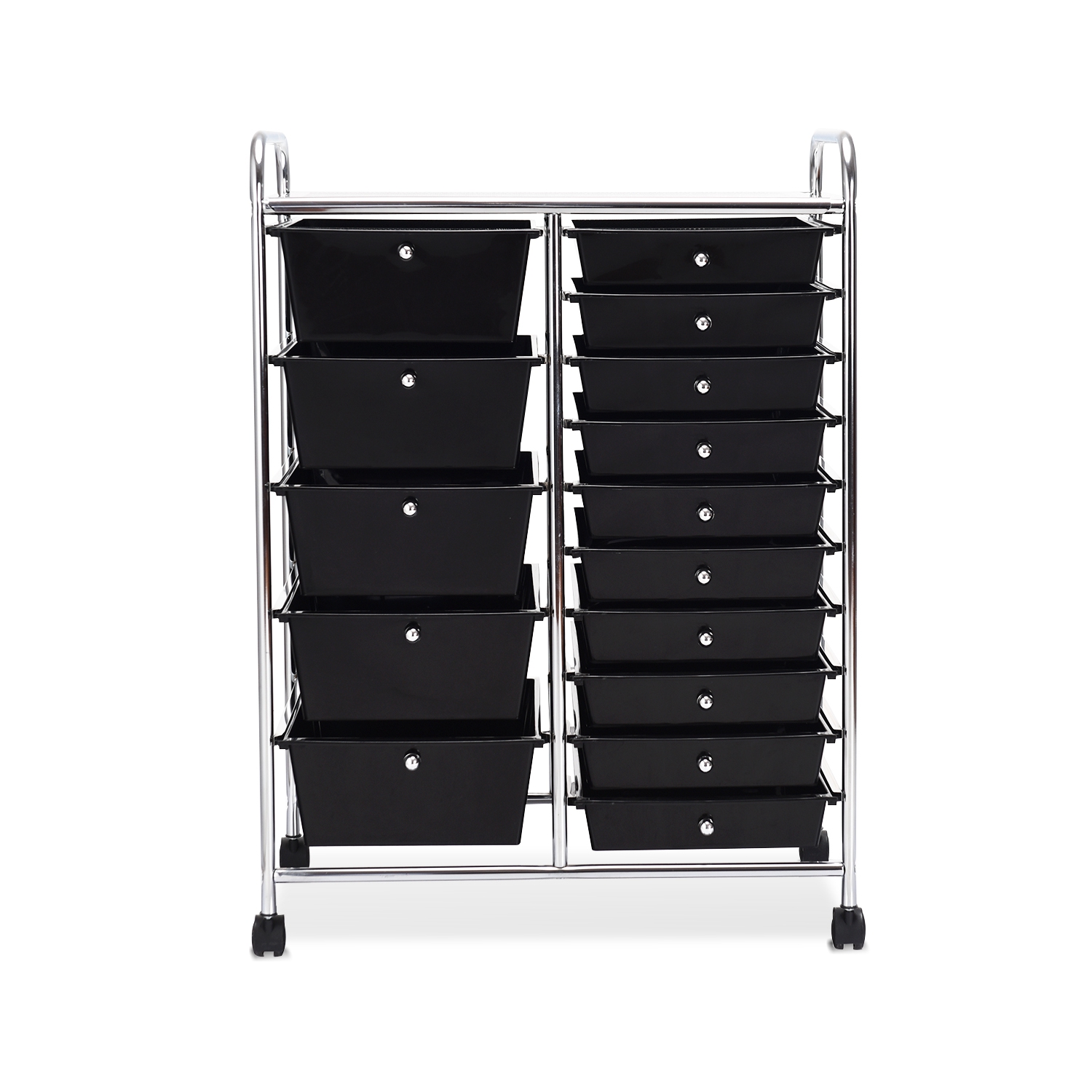 Topbuy Rolling 15-Drawer Organizer Cart,Rolling cart/W Wheels Black