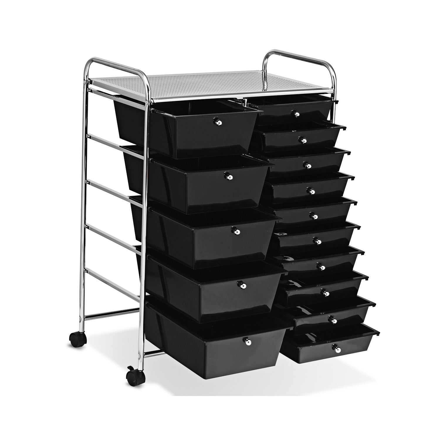 Topbuy Rolling 15-Drawer Organizer Cart,Rolling cart/W Wheels Black