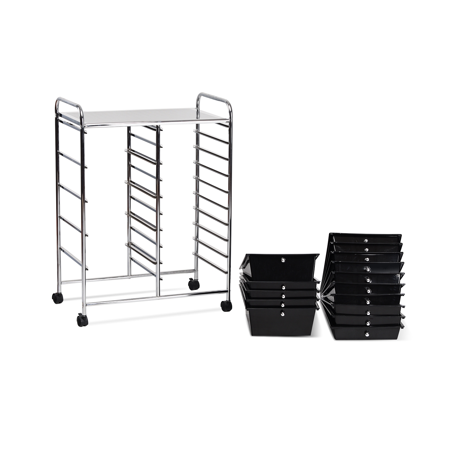 Topbuy Rolling 15-Drawer Organizer Cart,Rolling cart/W Wheels Black