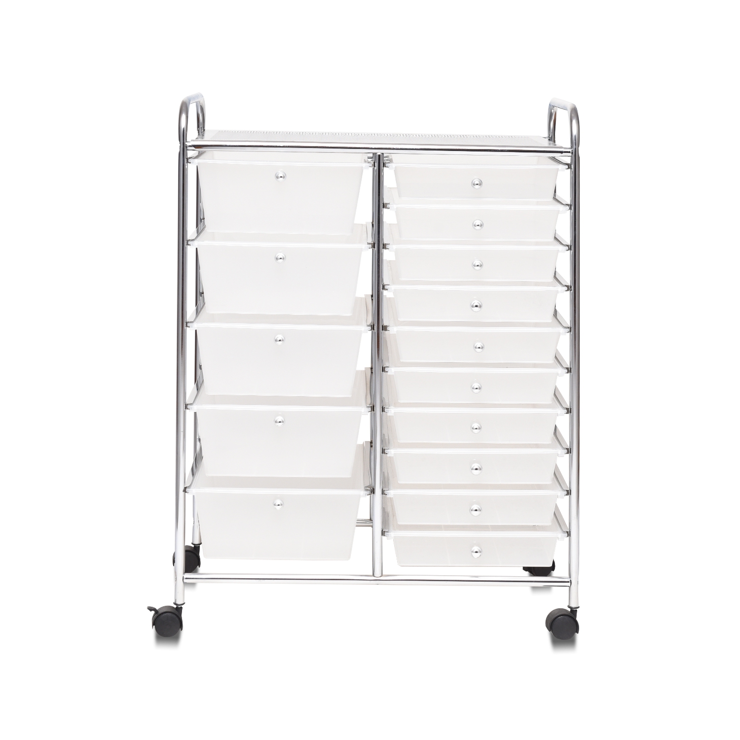 Topbuy Rolling 15-Drawer Organizer Cart,Rolling cart/W Wheels White