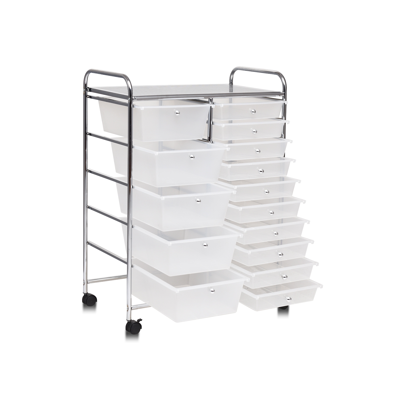 Topbuy Rolling 15-Drawer Organizer Cart,Rolling cart/W Wheels White