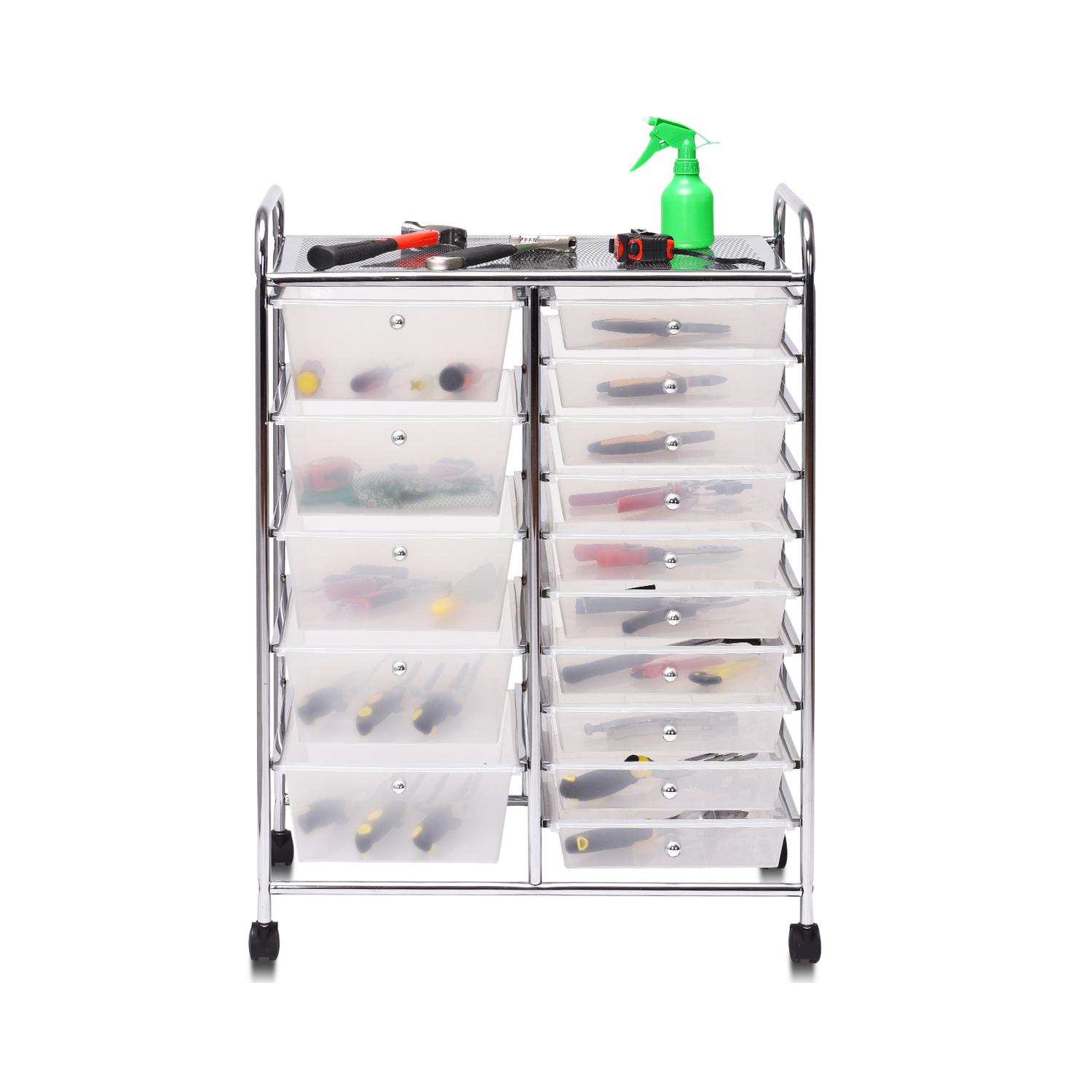 Topbuy Rolling 15-Drawer Organizer Cart,Rolling cart/W Wheels White