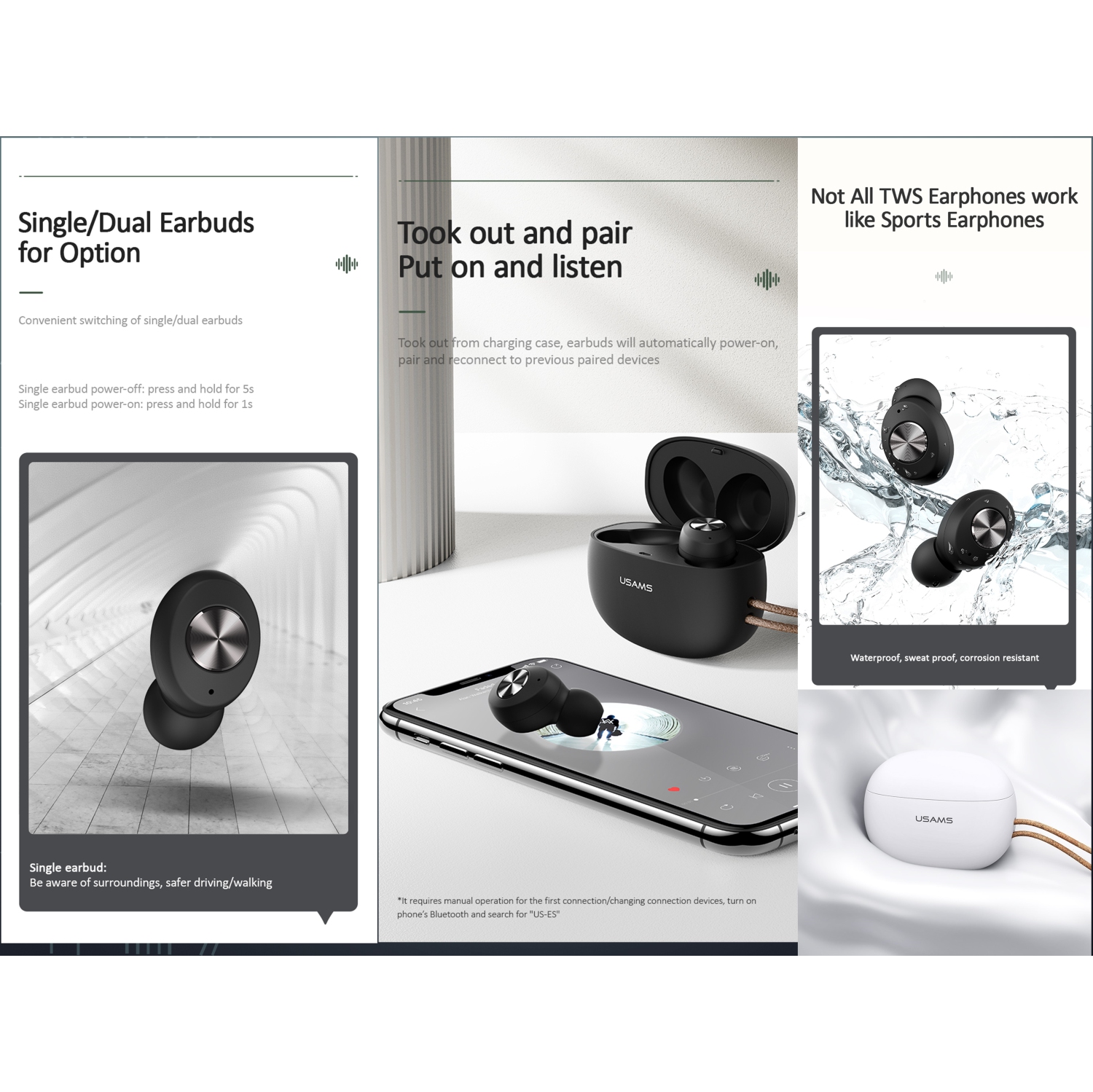 Véritables écouteurs sans fil Bluetooth 5.0 compatibles avec Android, Apple Airpod, PC. Commandes tactiles, son de basse super stéréo, durée de