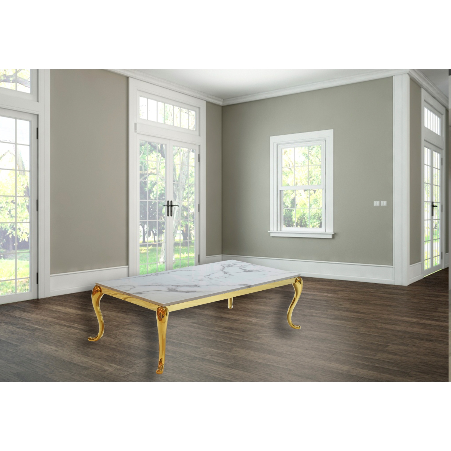 Marble Top Gold Frame Coffee Table