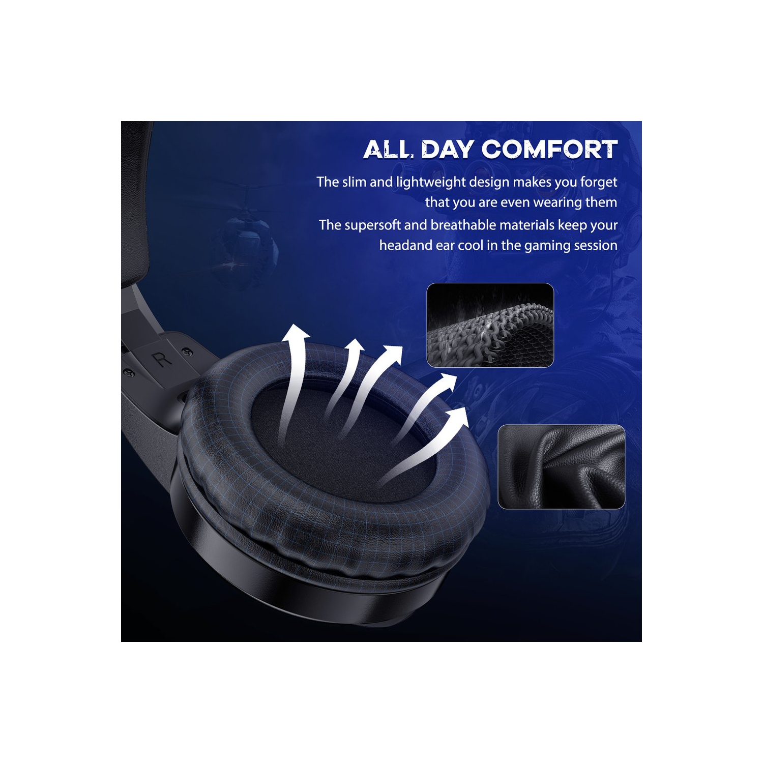 Casque de jeu stéréo WINGOMART K16 avec micro et casque d'écoute DEL 3,5 mm pour PC Gamer Xbox One, PS5, PS4, PC, casque de jeu pour Nintendo