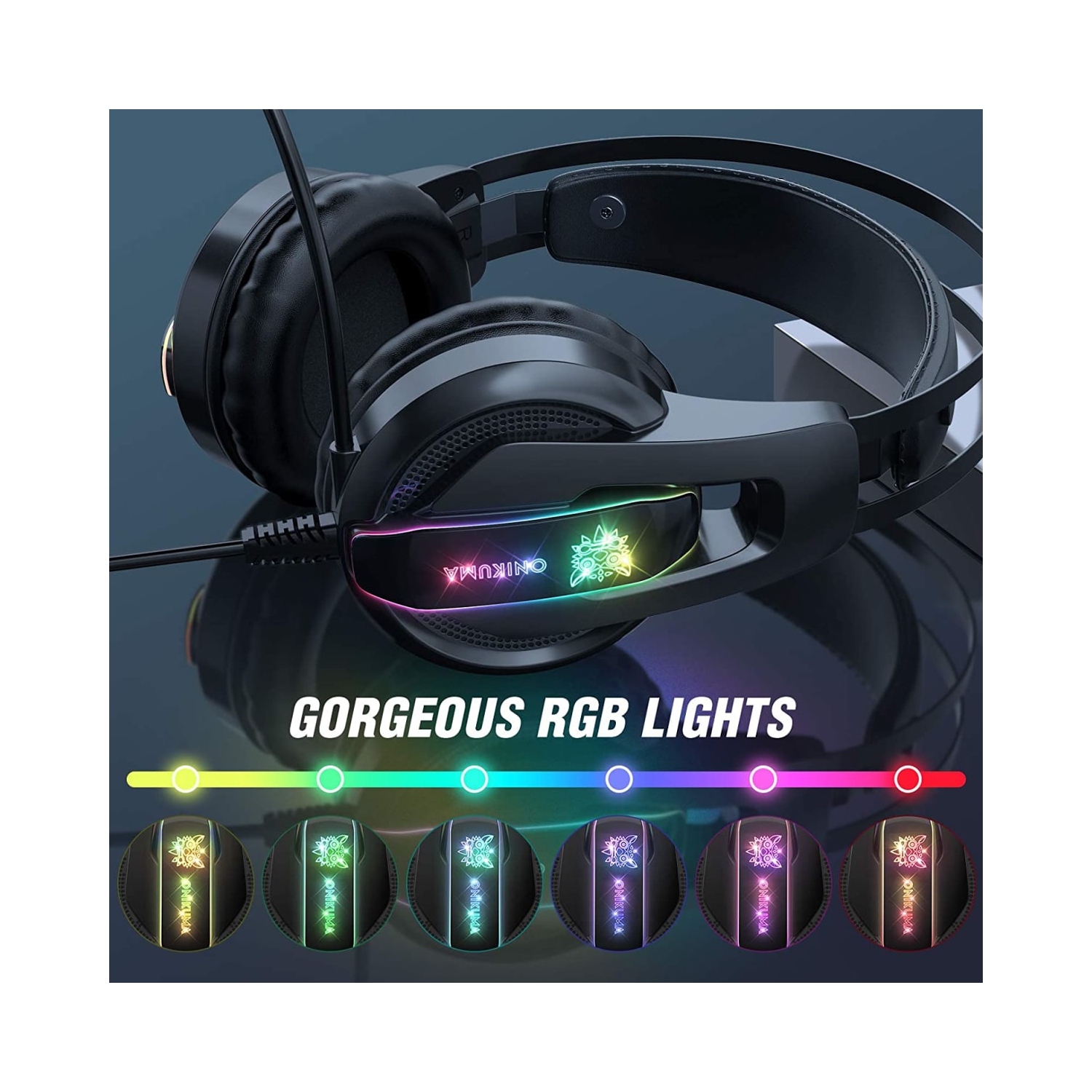 Casque de jeu stéréo WINGOMART K16 avec micro et casque d'écoute DEL 3,5 mm pour PC Gamer Xbox One, PS5, PS4, PC, casque de jeu pour Nintendo