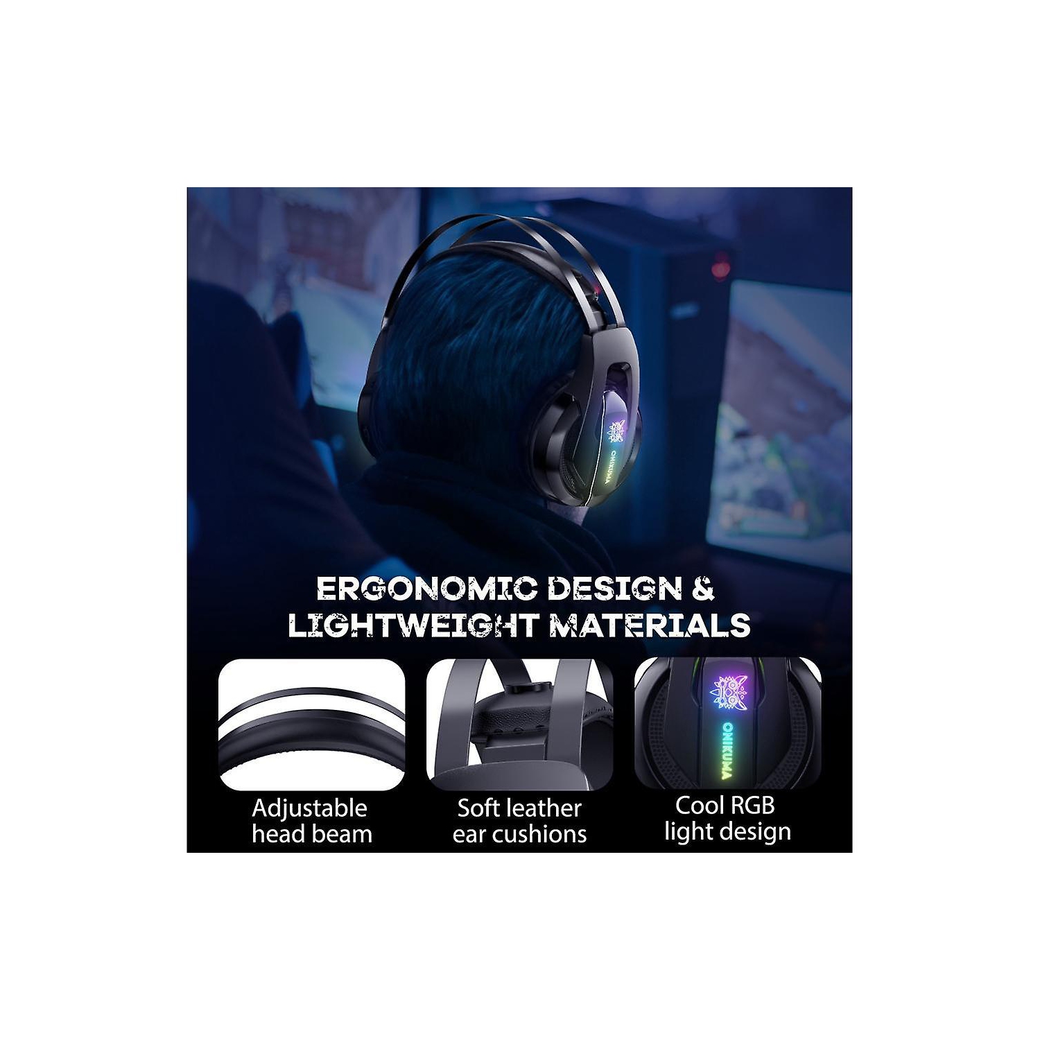 Casque de jeu stéréo WINGOMART K16 avec micro et casque d'écoute DEL 3,5 mm pour PC Gamer Xbox One, PS5, PS4, PC, casque de jeu pour Nintendo