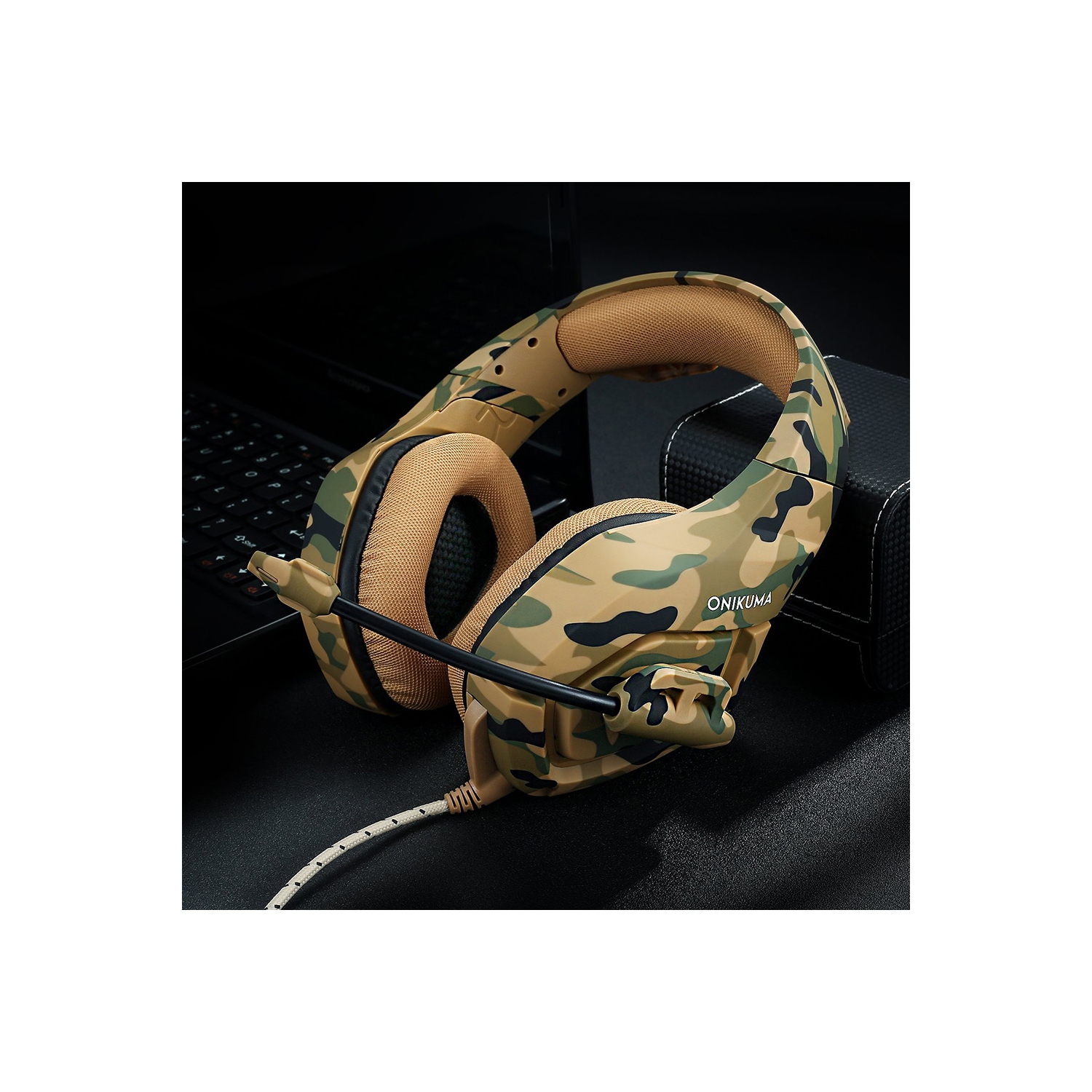 WINGOMART K1B Camouflage Gaming Headset Over-ear 3.5mm Stereo Bass Game Headphones with Mic for PC Laptop Gamer Xbox One, PS5, PS4, PC, Nintendo