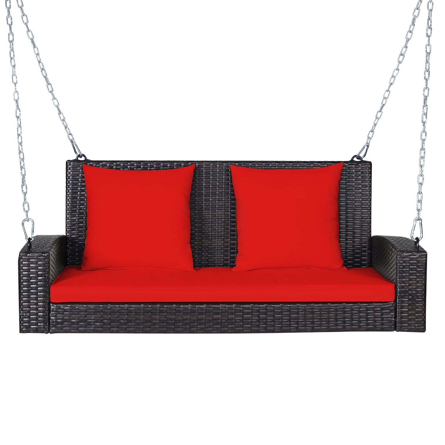 Marque Costway banc suspendu balançoire en rotin pour 2 personnes pour patio porche coussin noir