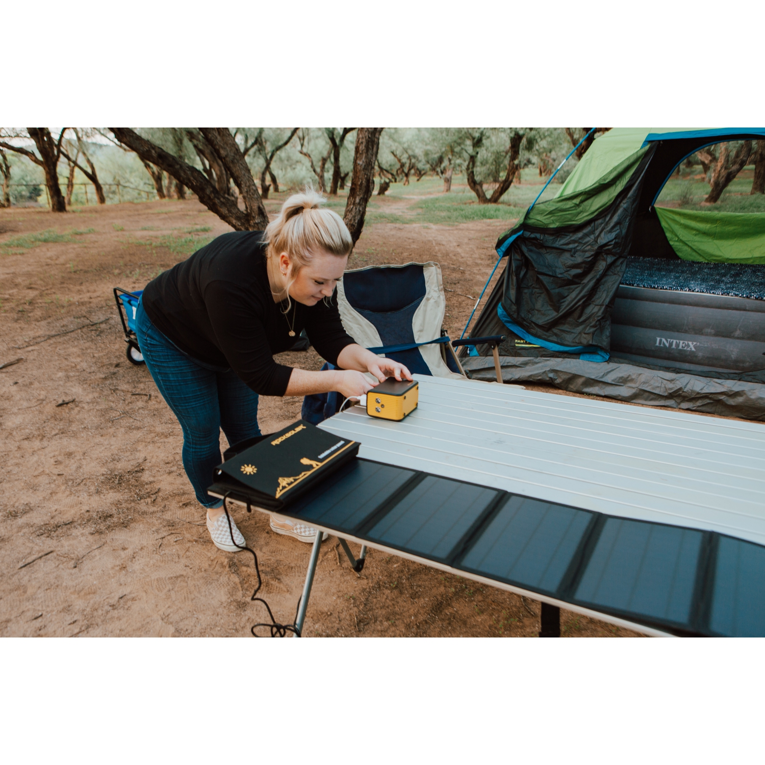 ROCKSOLAR Power Station with Solar Panel - RS81 80W Weekender Portable Power Generator Kit and 30W 12V Foldable Solar Panel