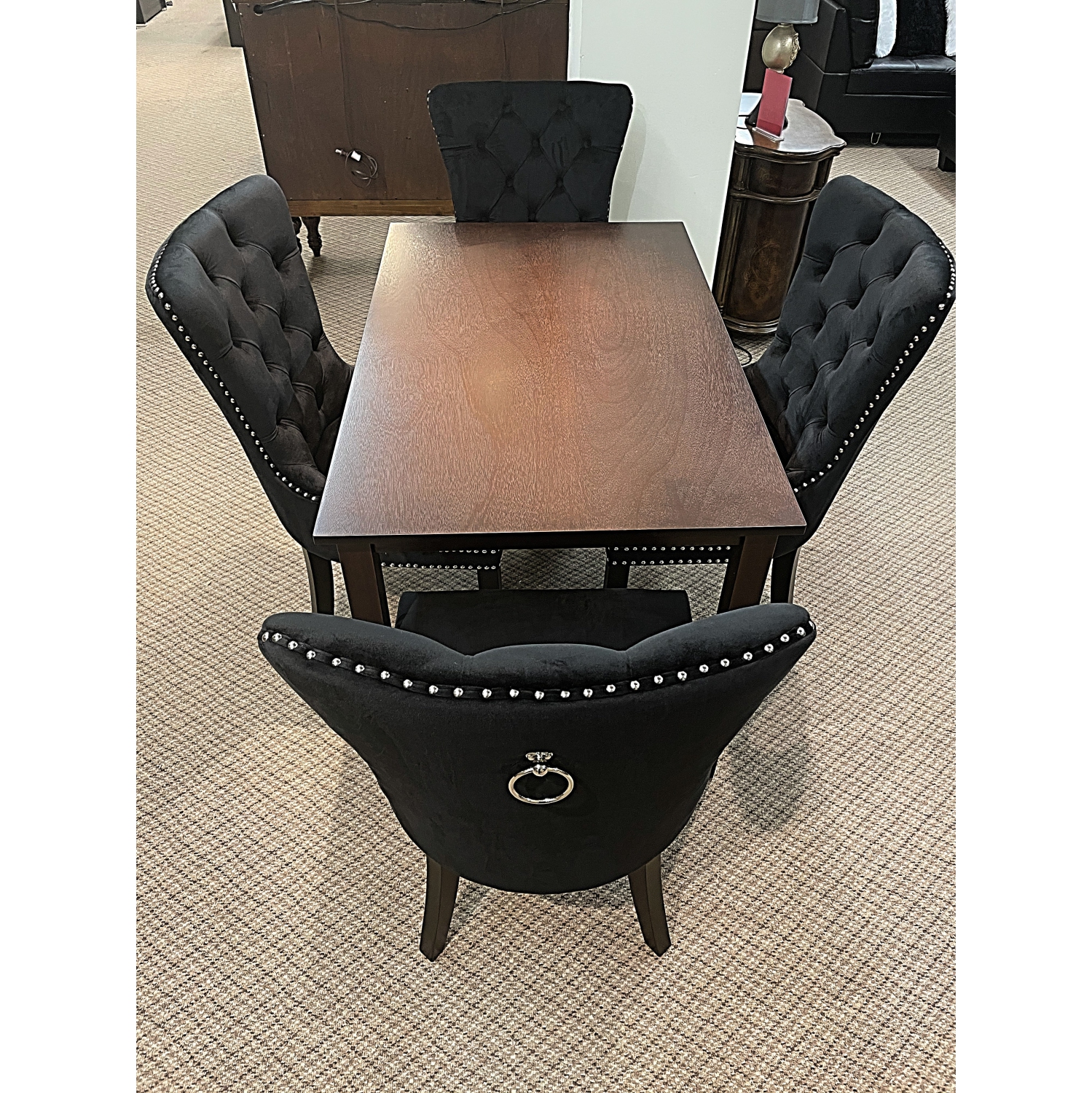 Madrid Black 5Pc Solid Wood Dining Set